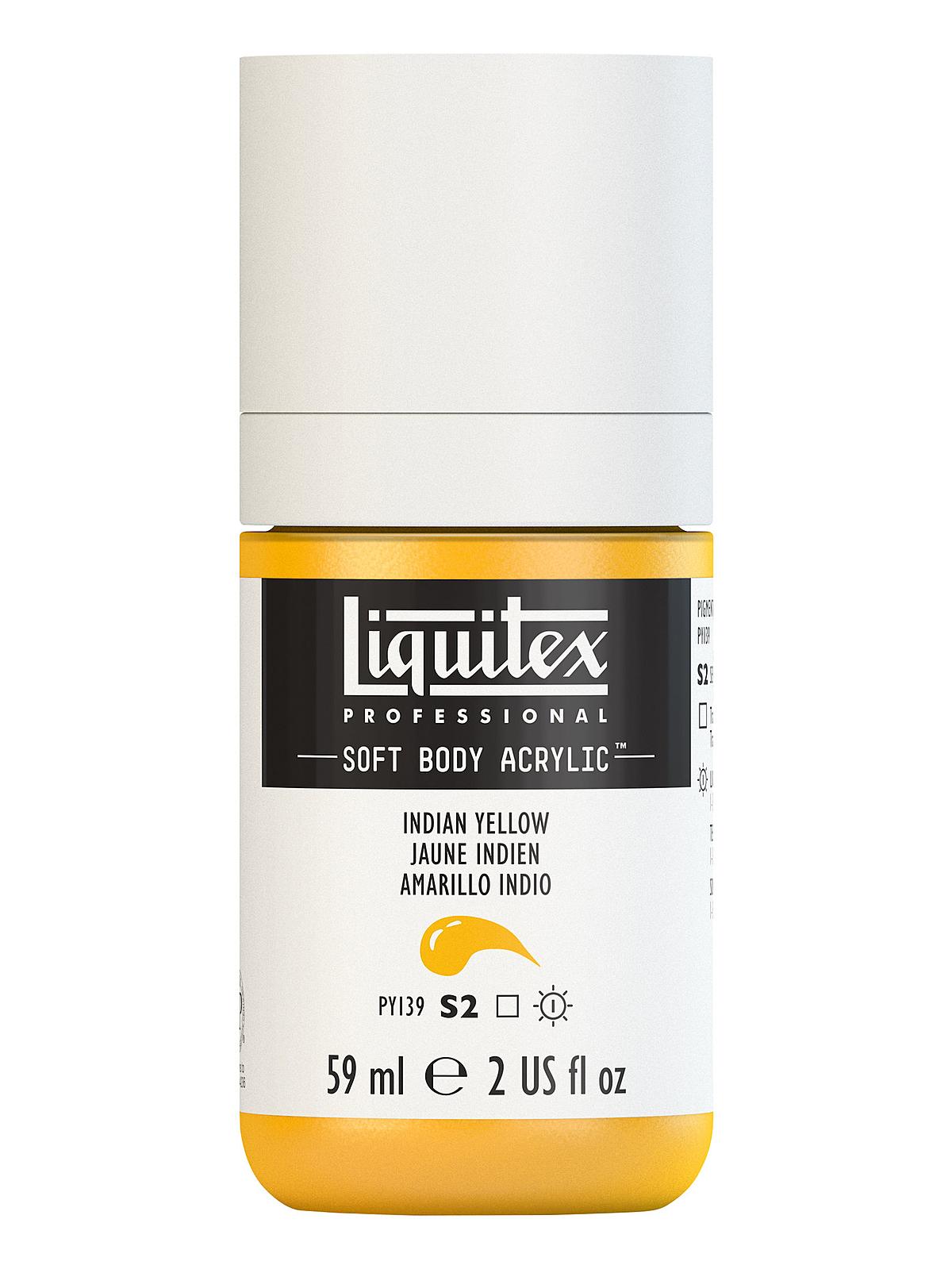 Professional Soft Body Acrylic Color Multi Cap Bottles Indian yellow 2 oz.