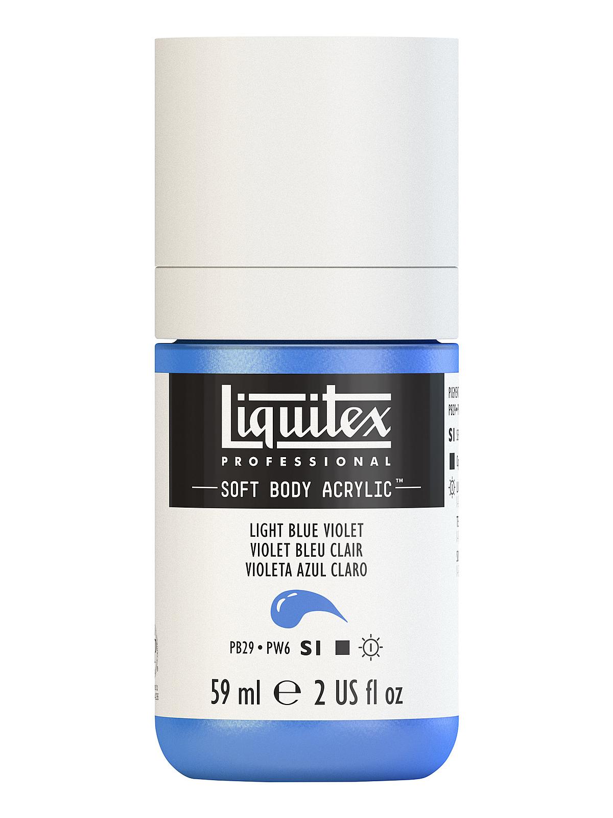 Professional Soft Body Acrylic Color Multi Cap Bottles light blue violet 2 oz.