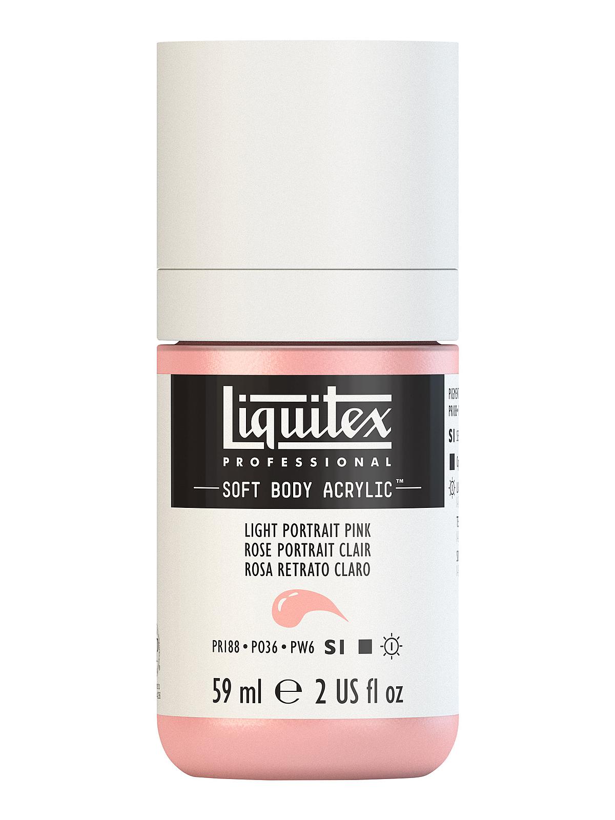 Professional Soft Body Acrylic Color Multi Cap Bottles light portrait pink 2 oz.