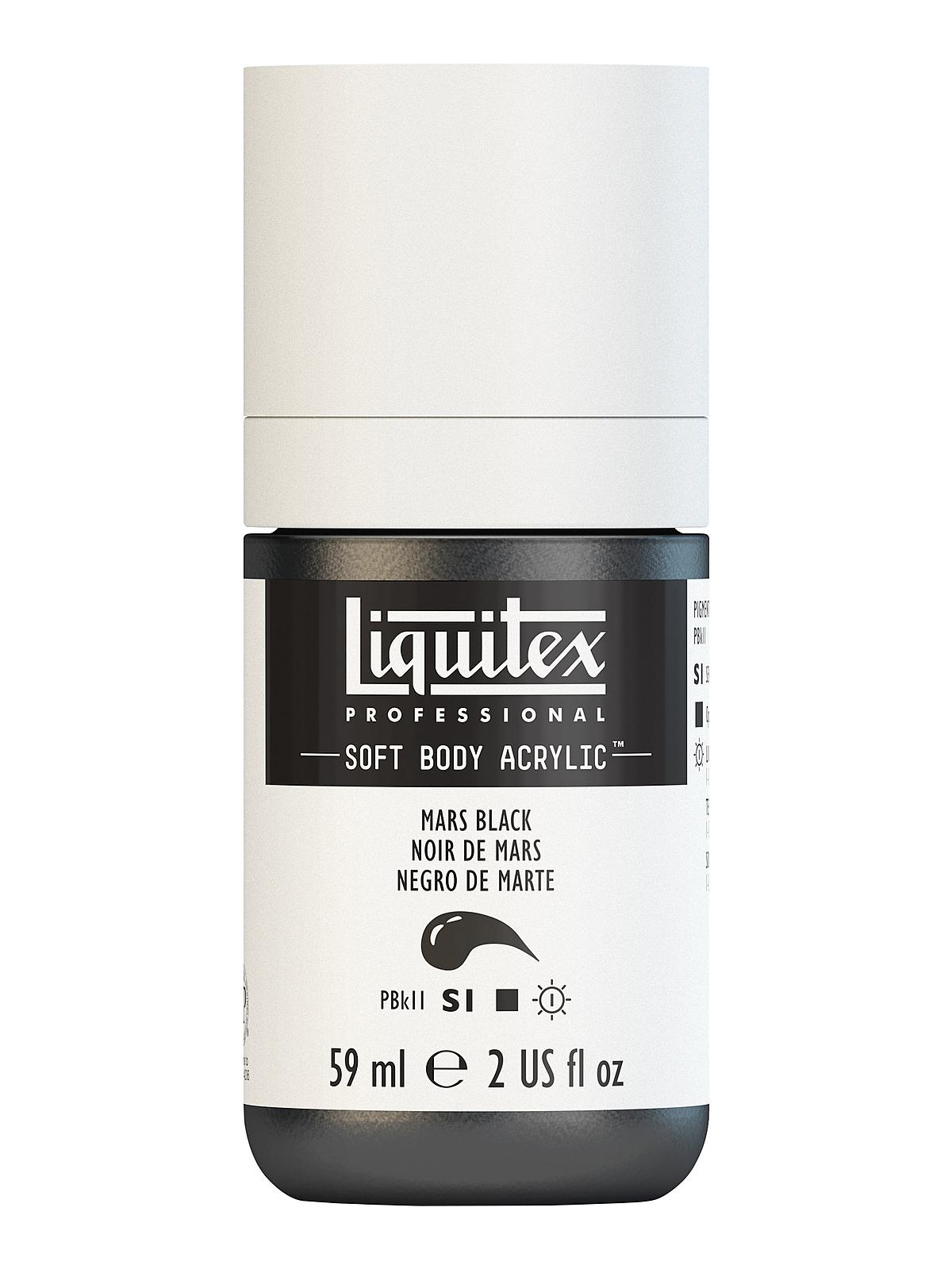 Professional Soft Body Acrylic Color Multi Cap Bottles mars black 2 oz.