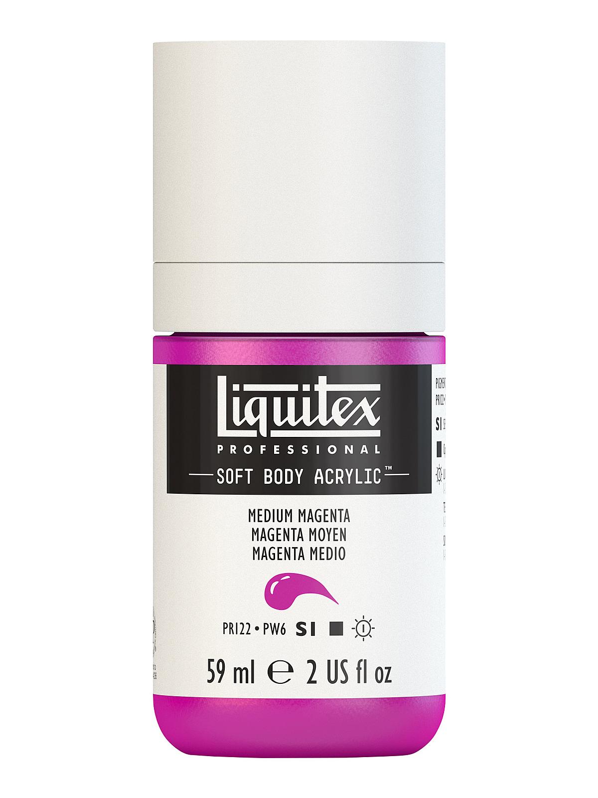 Professional Soft Body Acrylic Color Multi Cap Bottles medium magenta 2 oz.