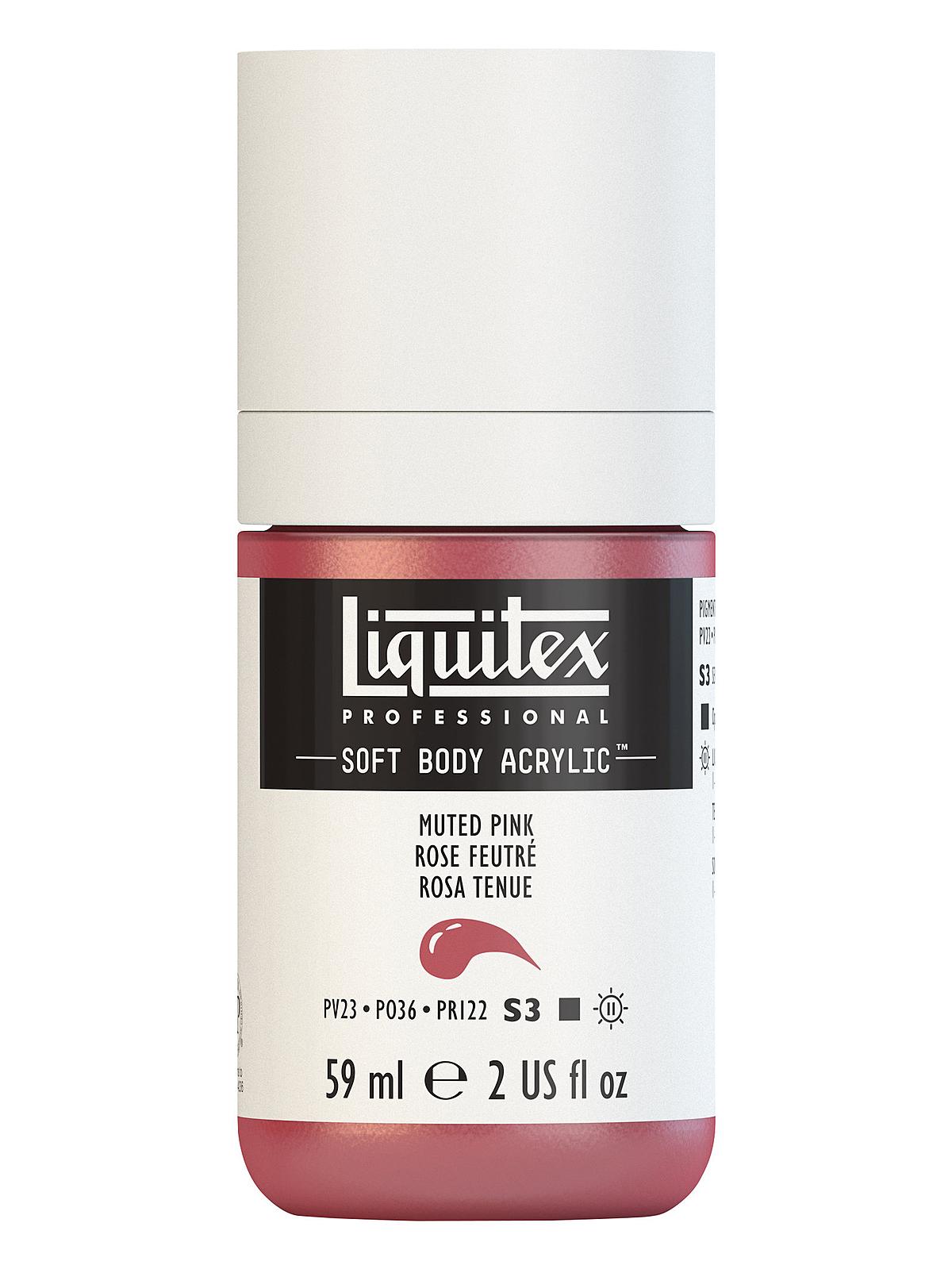 Professional Soft Body Acrylic Color Multi Cap Bottles muted pink 2 oz.