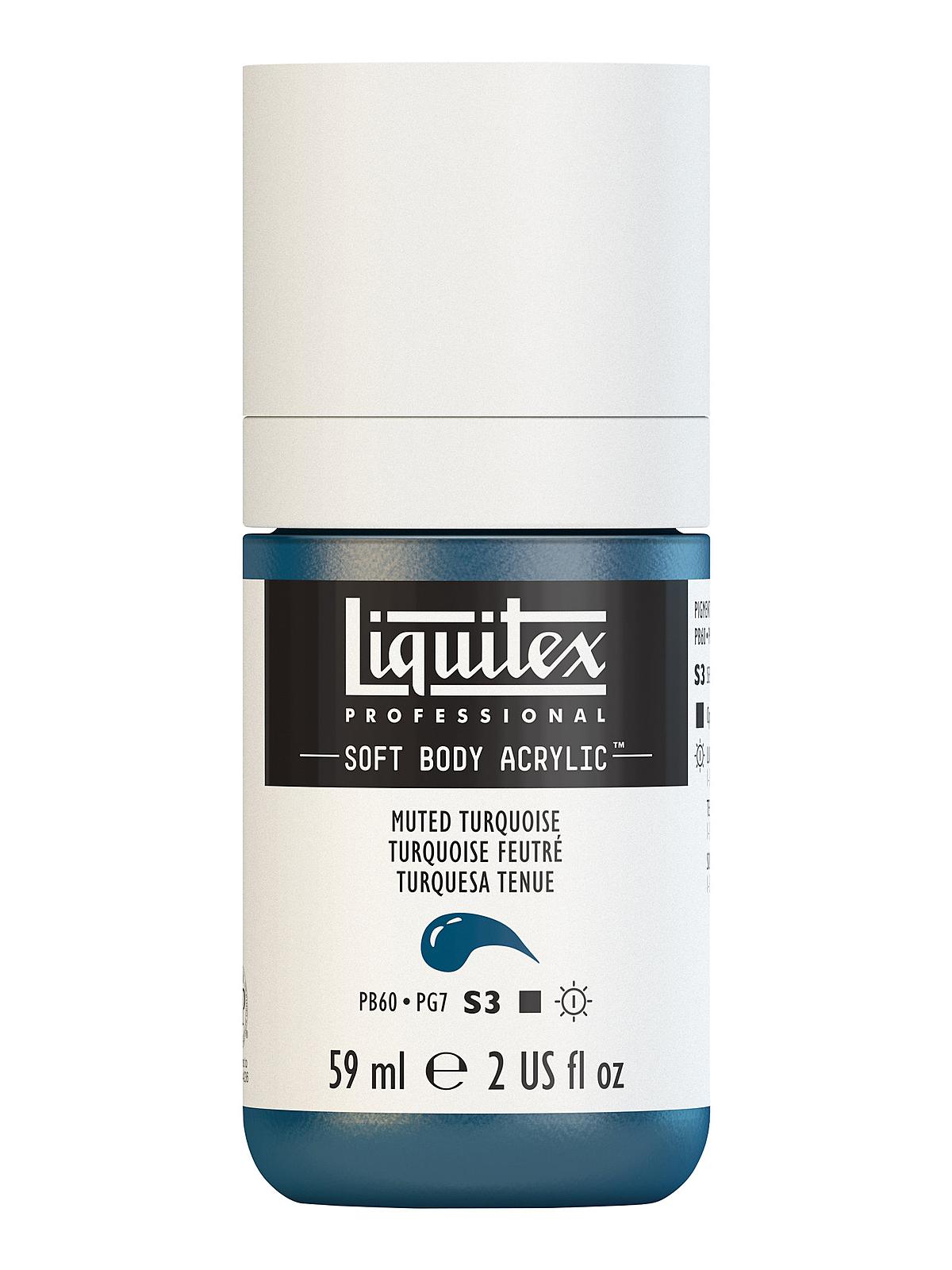Professional Soft Body Acrylic Color Multi Cap Bottles muted turquoise 2 oz.