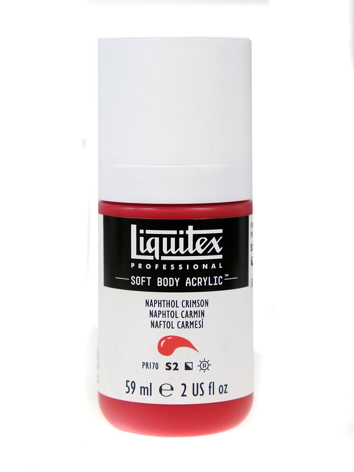 Professional Soft Body Acrylic Color Multi Cap Bottles naphthol crimson 2 oz.