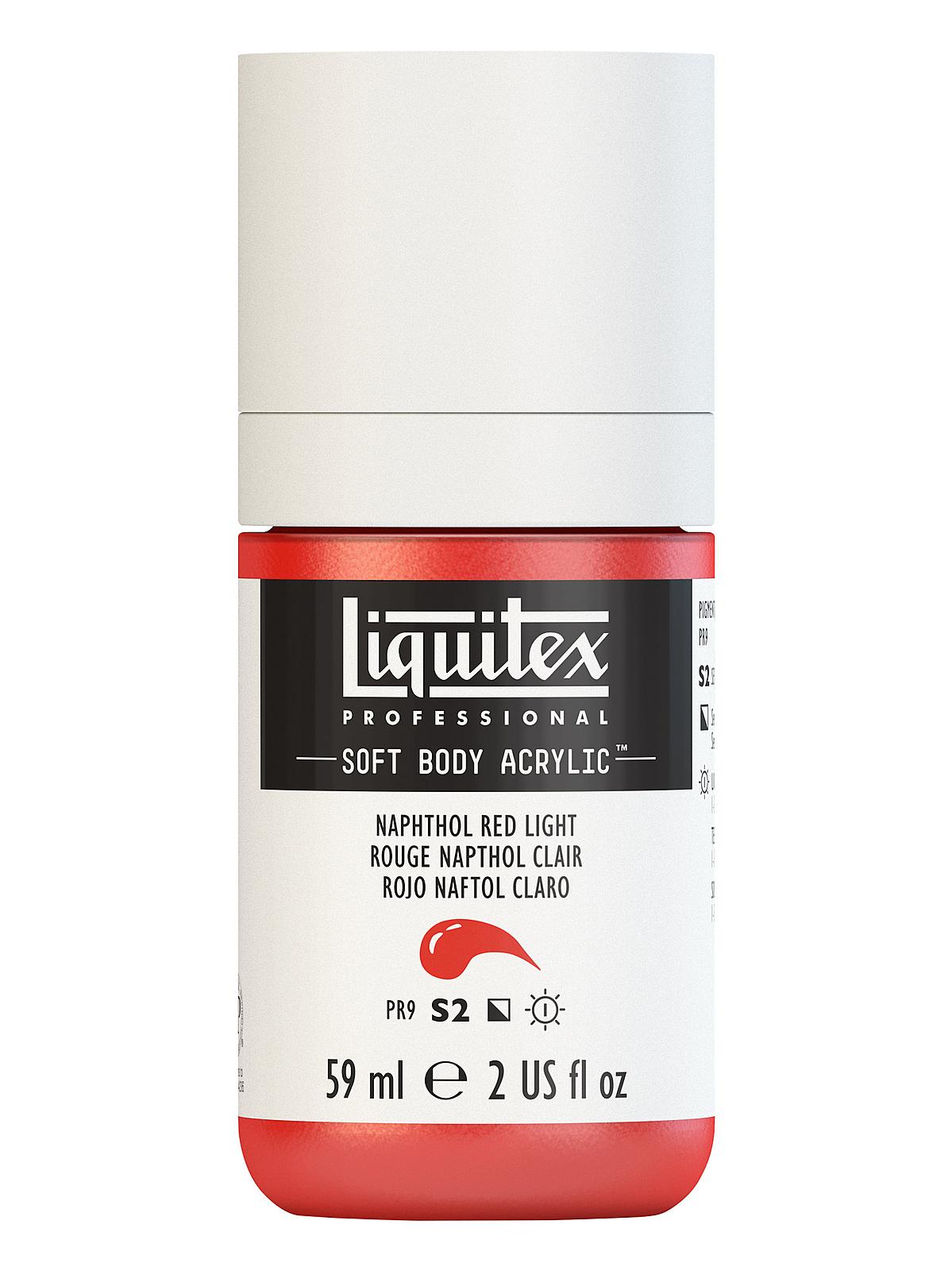 Professional Soft Body Acrylic Color Multi Cap Bottles naphthol red light 2 oz.
