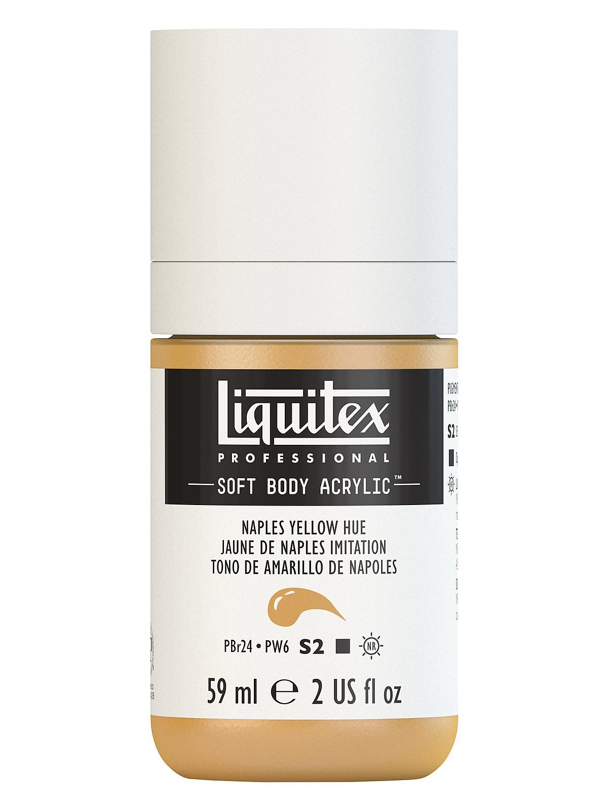 Professional Soft Body Acrylic Color Multi Cap Bottles Naples yellow hue 2 oz.