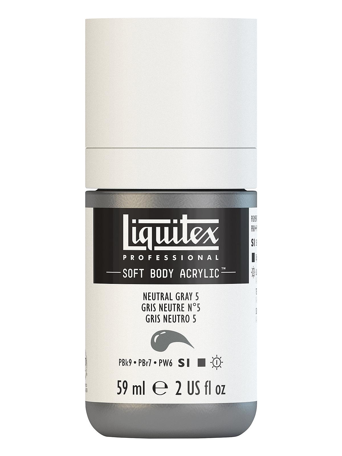 Professional Soft Body Acrylic Color Multi Cap Bottles neutral gray 5 2 oz.