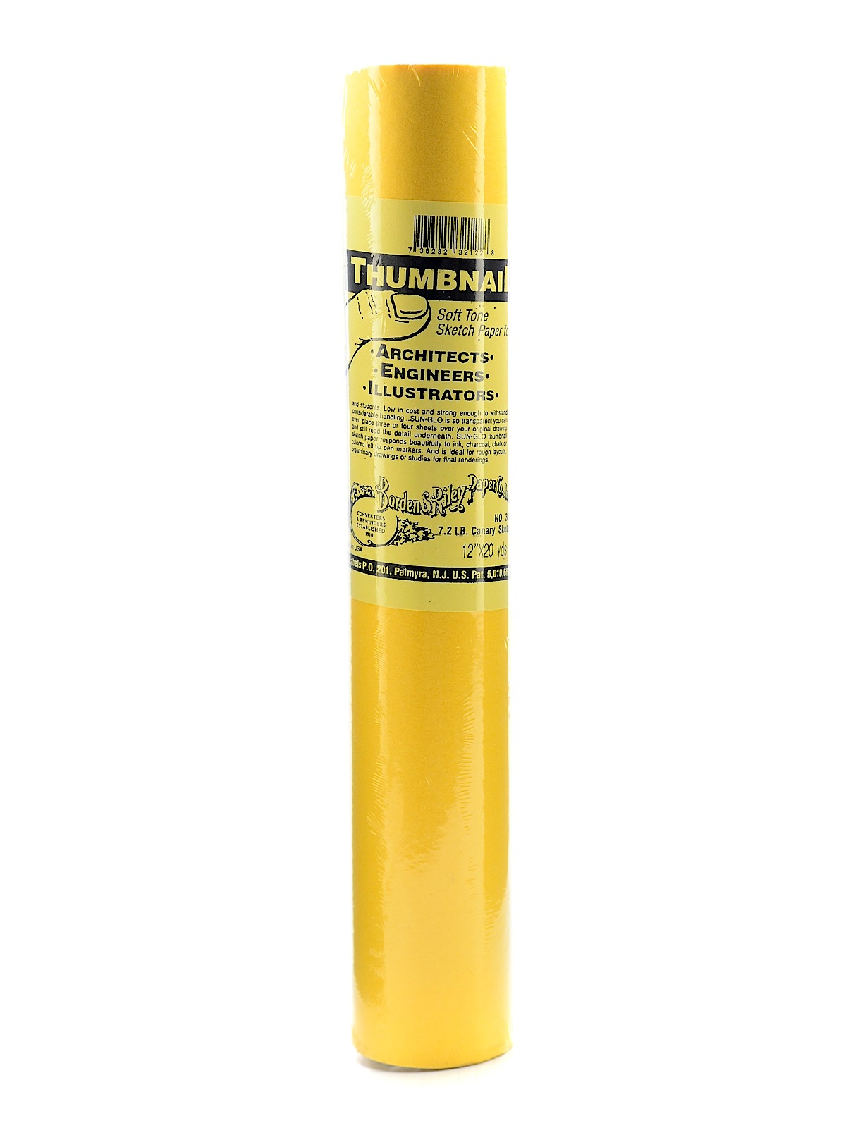 Sun-Glo Thumbnail Sketch Paper Rolls canary 8 lb. 12 in. x 20 yd. roll