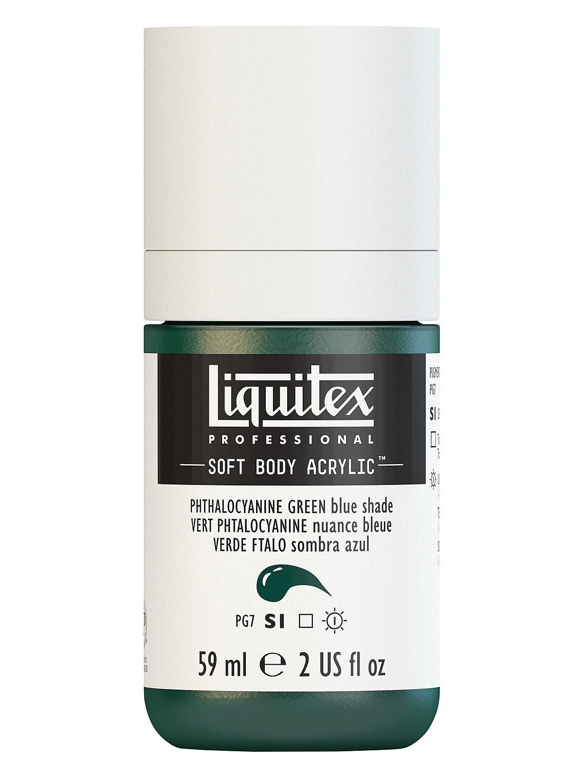 Professional Soft Body Acrylic Color Multi Cap Bottles phthalocyanine green (blue shade) 2 oz.