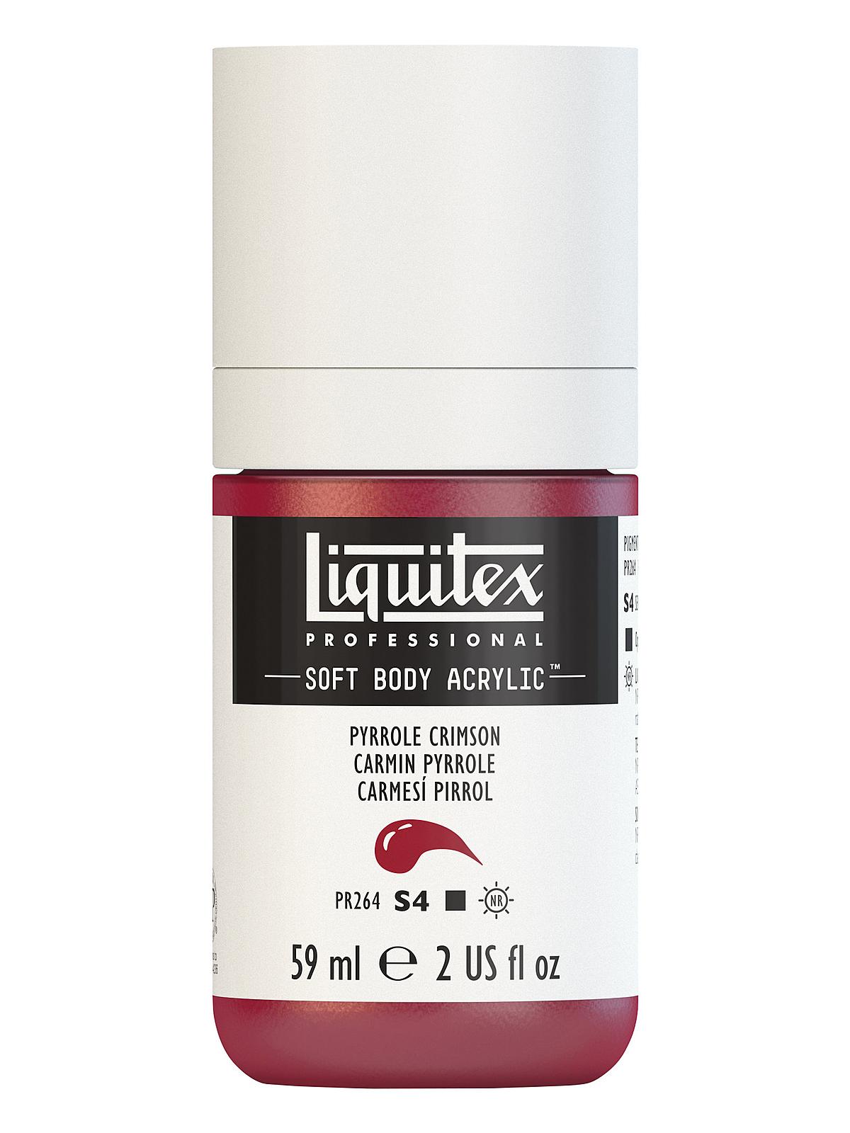 Professional Soft Body Acrylic Color Multi Cap Bottles pyrrole crimson 2 oz.
