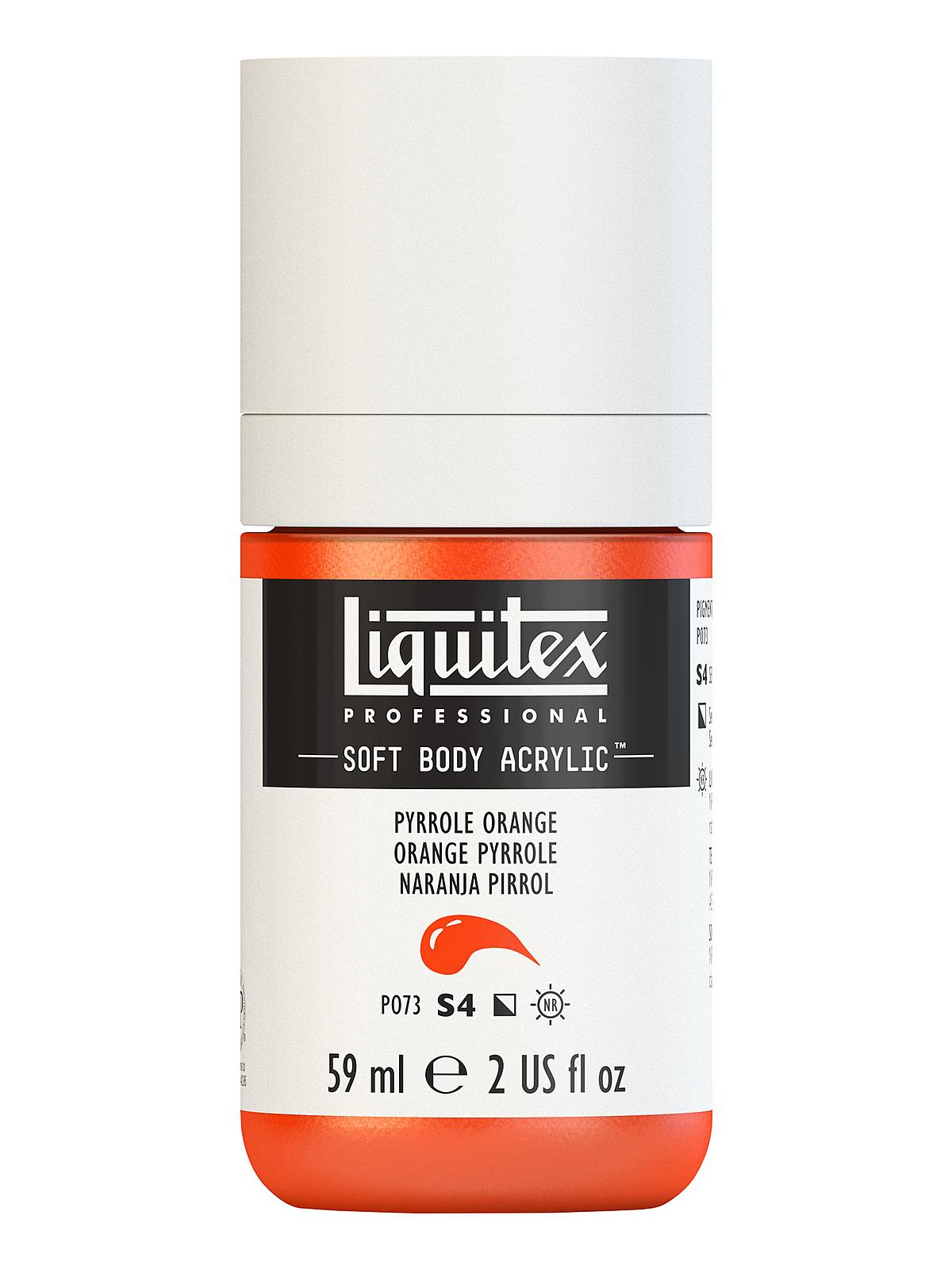 Professional Soft Body Acrylic Color Multi Cap Bottles pyrrole orange 2 oz.