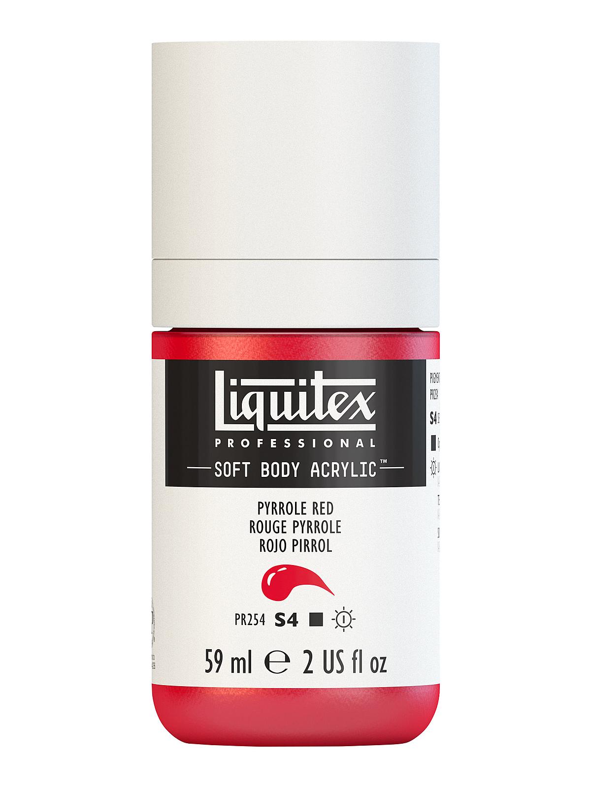 Professional Soft Body Acrylic Color Multi Cap Bottles pyrrole red 2 oz.