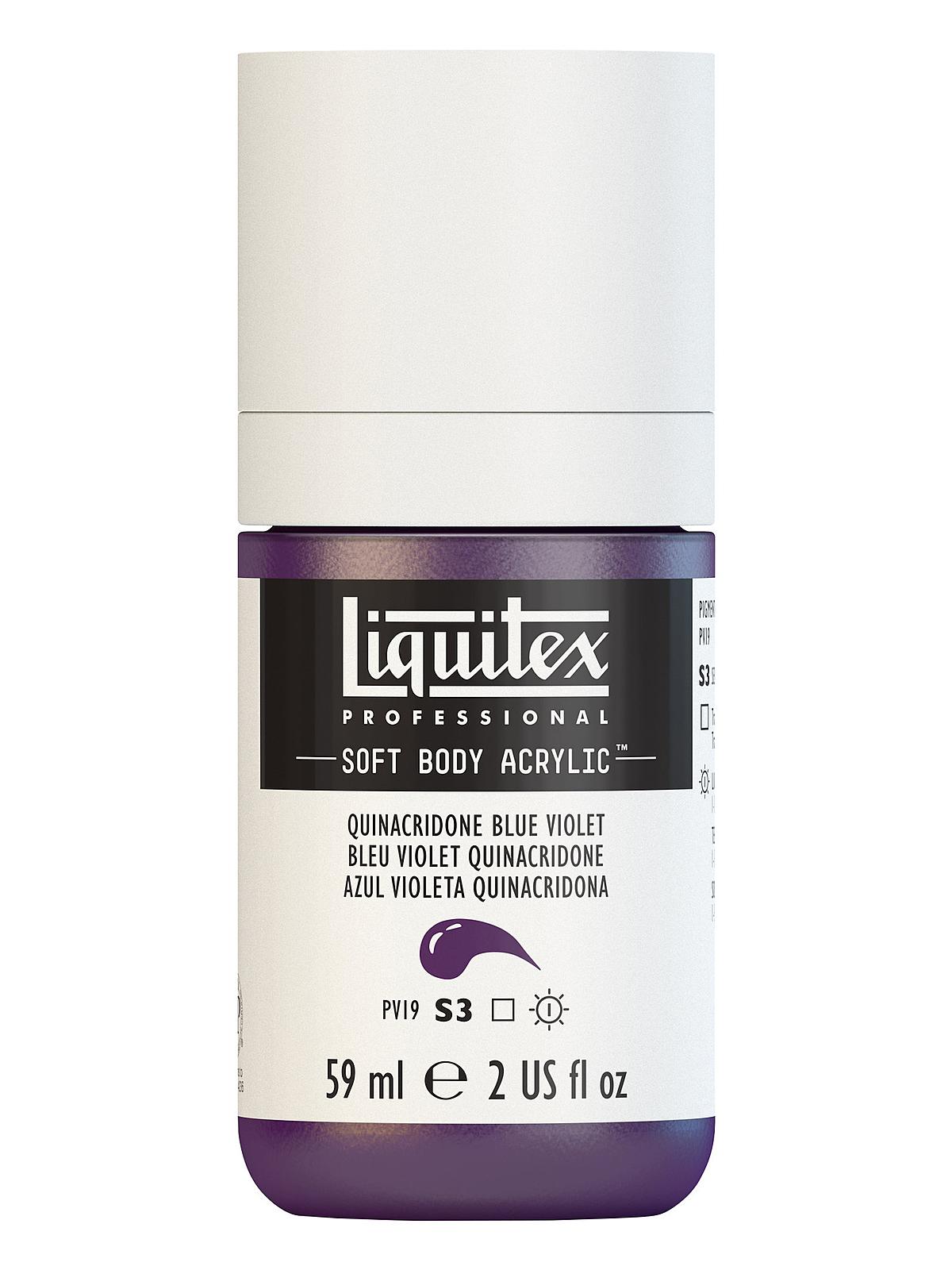 Professional Soft Body Acrylic Color Multi Cap Bottles quinacridone blue violet 2 oz.