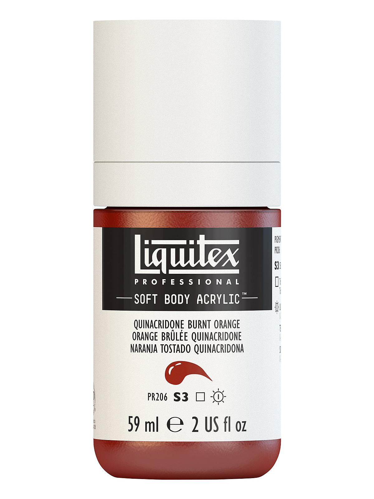 Professional Soft Body Acrylic Color Multi Cap Bottles quinacridone burnt orange 2 oz.