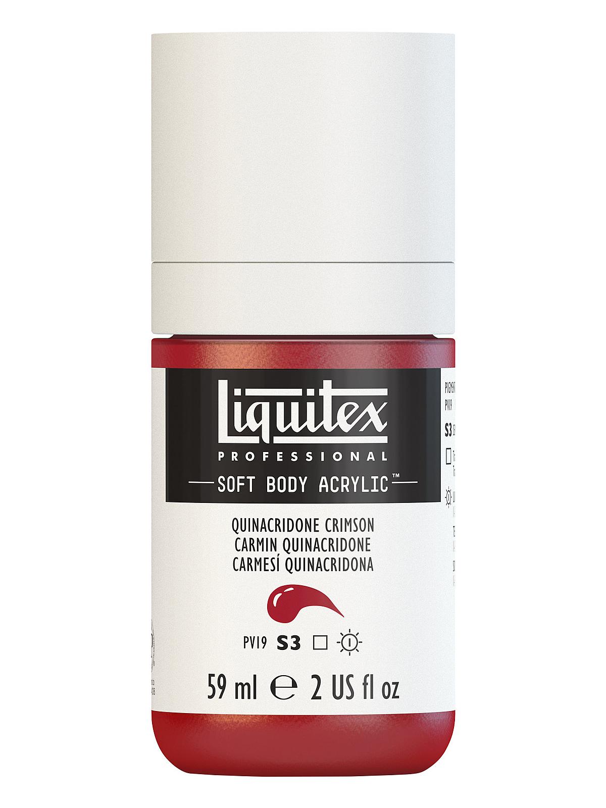 Professional Soft Body Acrylic Color Multi Cap Bottles quinacridone crimson 2 oz.