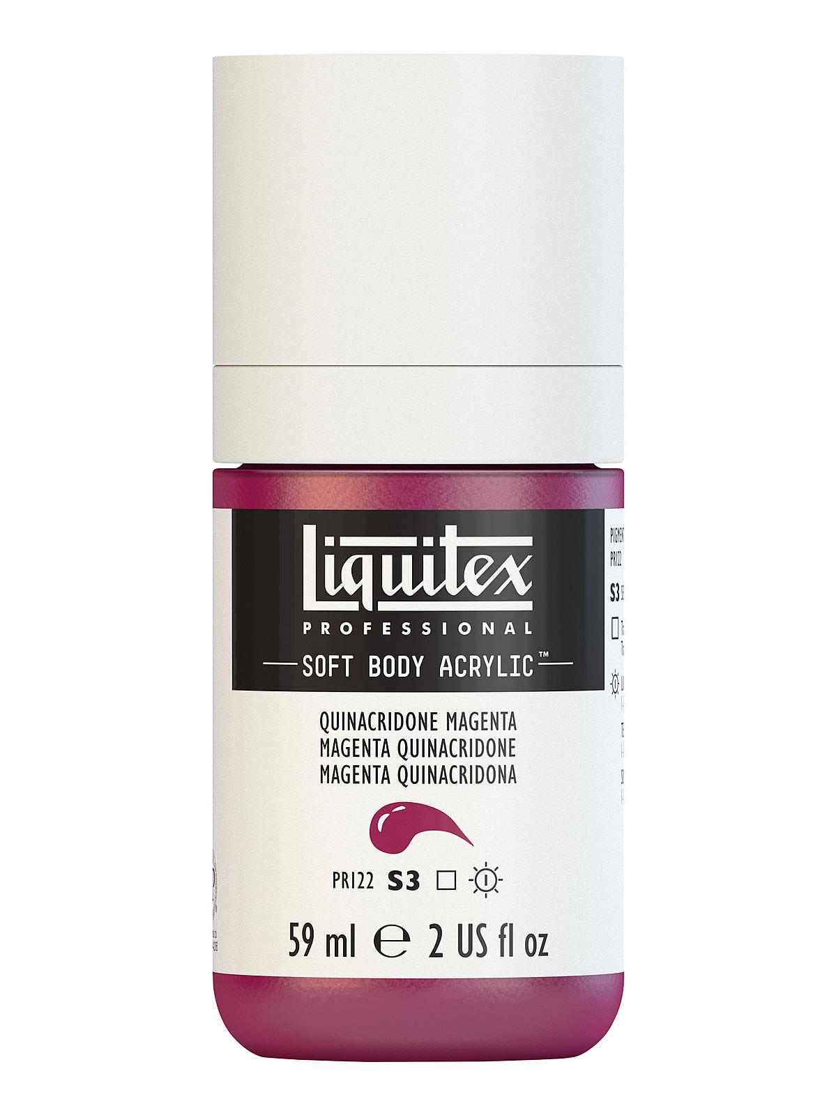 Professional Soft Body Acrylic Color Multi Cap Bottles quinacridone magenta 2 oz.