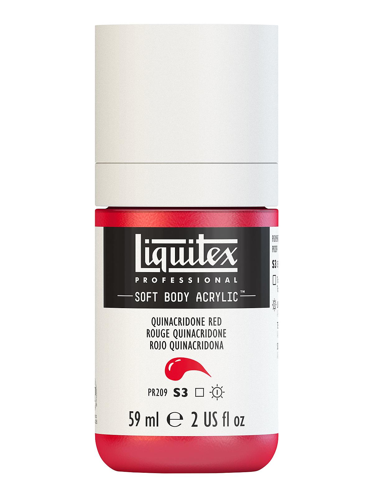 Professional Soft Body Acrylic Color Multi Cap Bottles quinacridone red 2 oz.