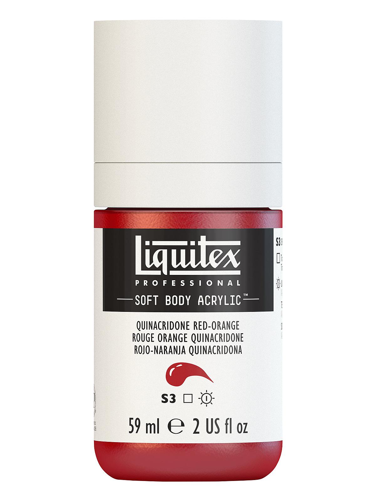 Professional Soft Body Acrylic Color Multi Cap Bottles quinacridone red orange 2 oz.