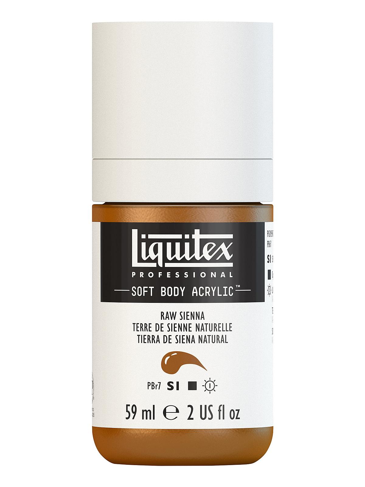 Professional Soft Body Acrylic Color Multi Cap Bottles raw sienna 2 oz.