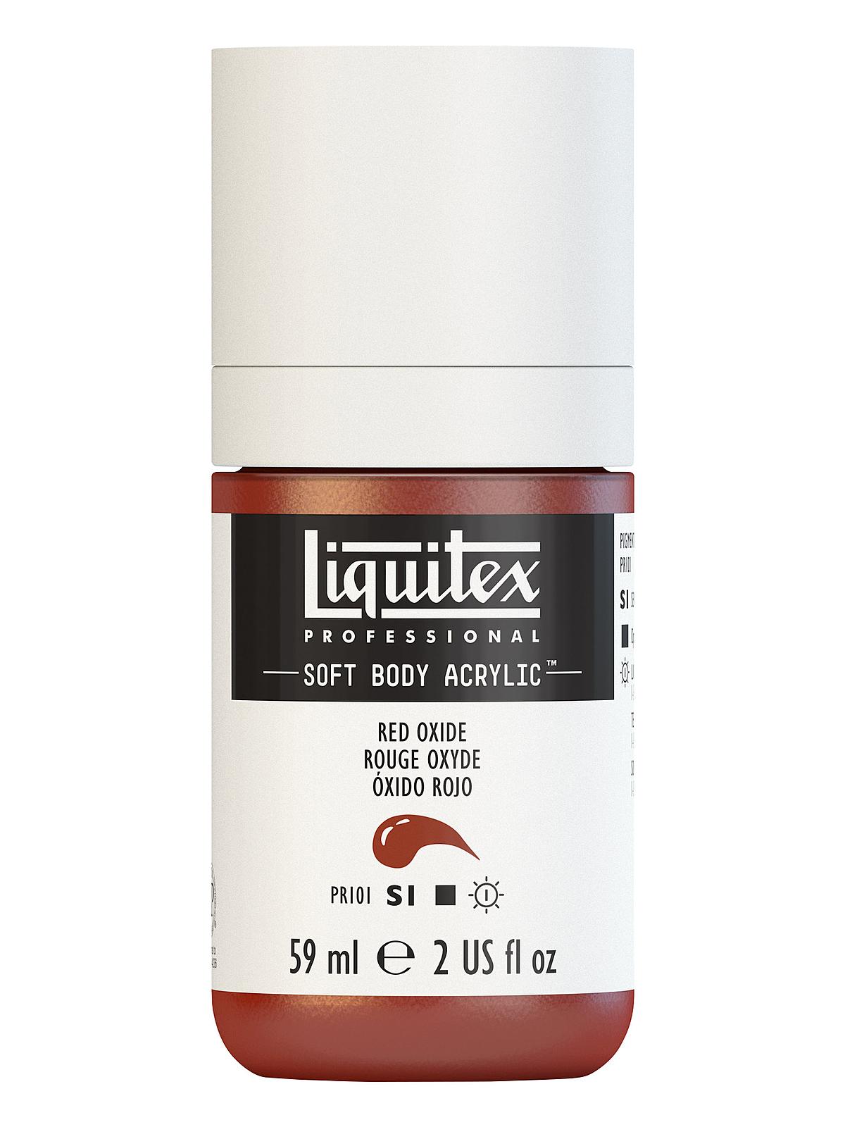 Professional Soft Body Acrylic Color Multi Cap Bottles red oxide 2 oz.
