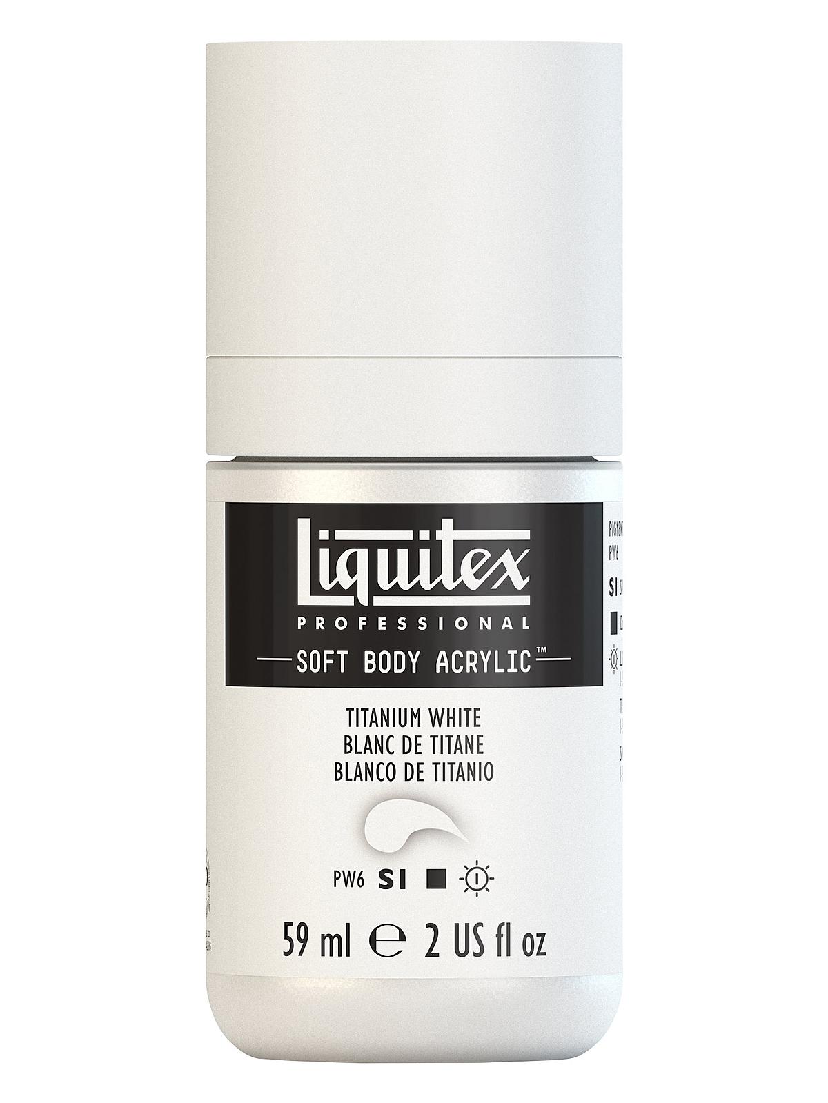 Professional Soft Body Acrylic Color Multi Cap Bottles titanium white 2 oz.