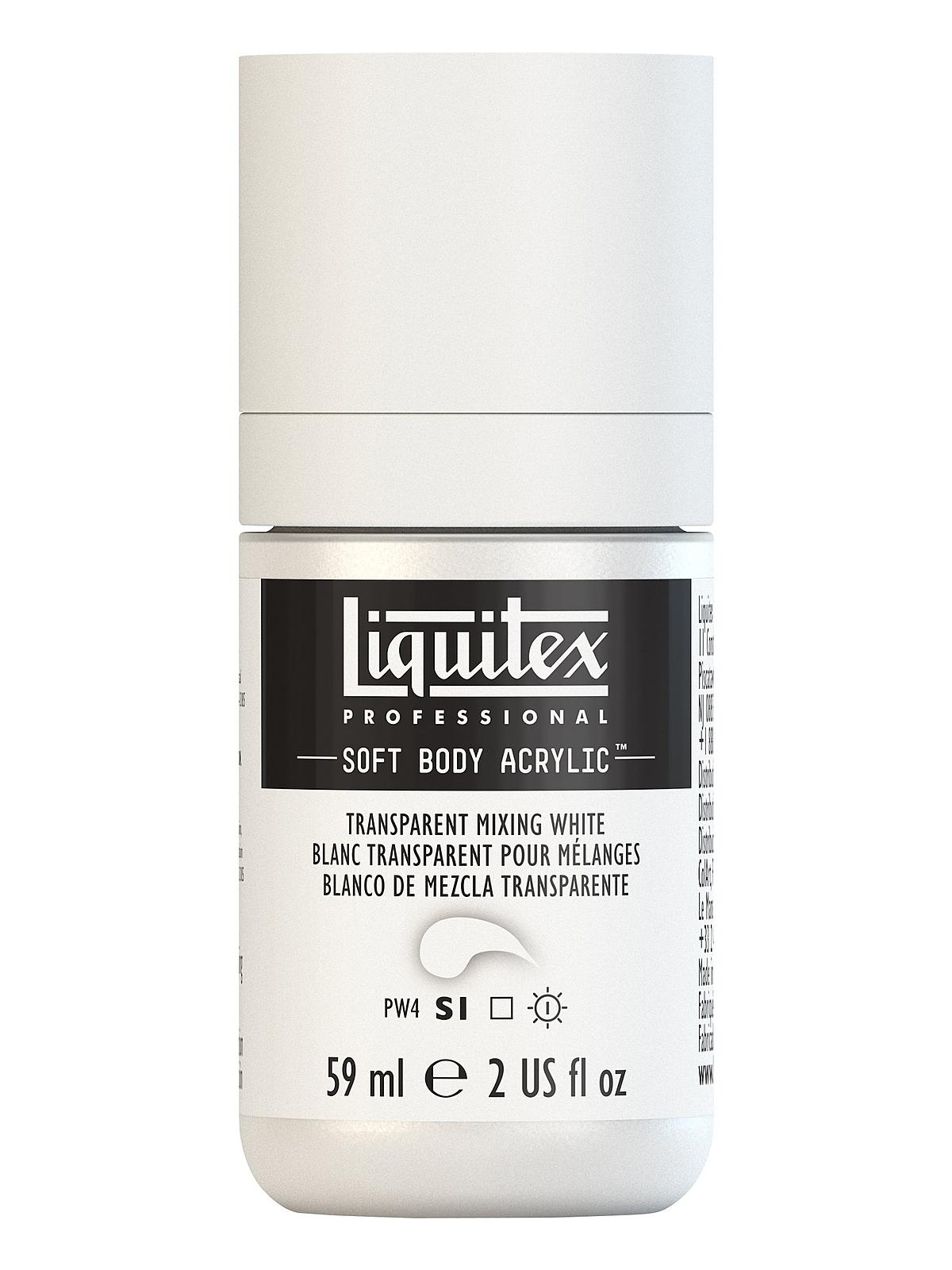 Professional Soft Body Acrylic Color Multi Cap Bottles transparent mixing white 2 oz.