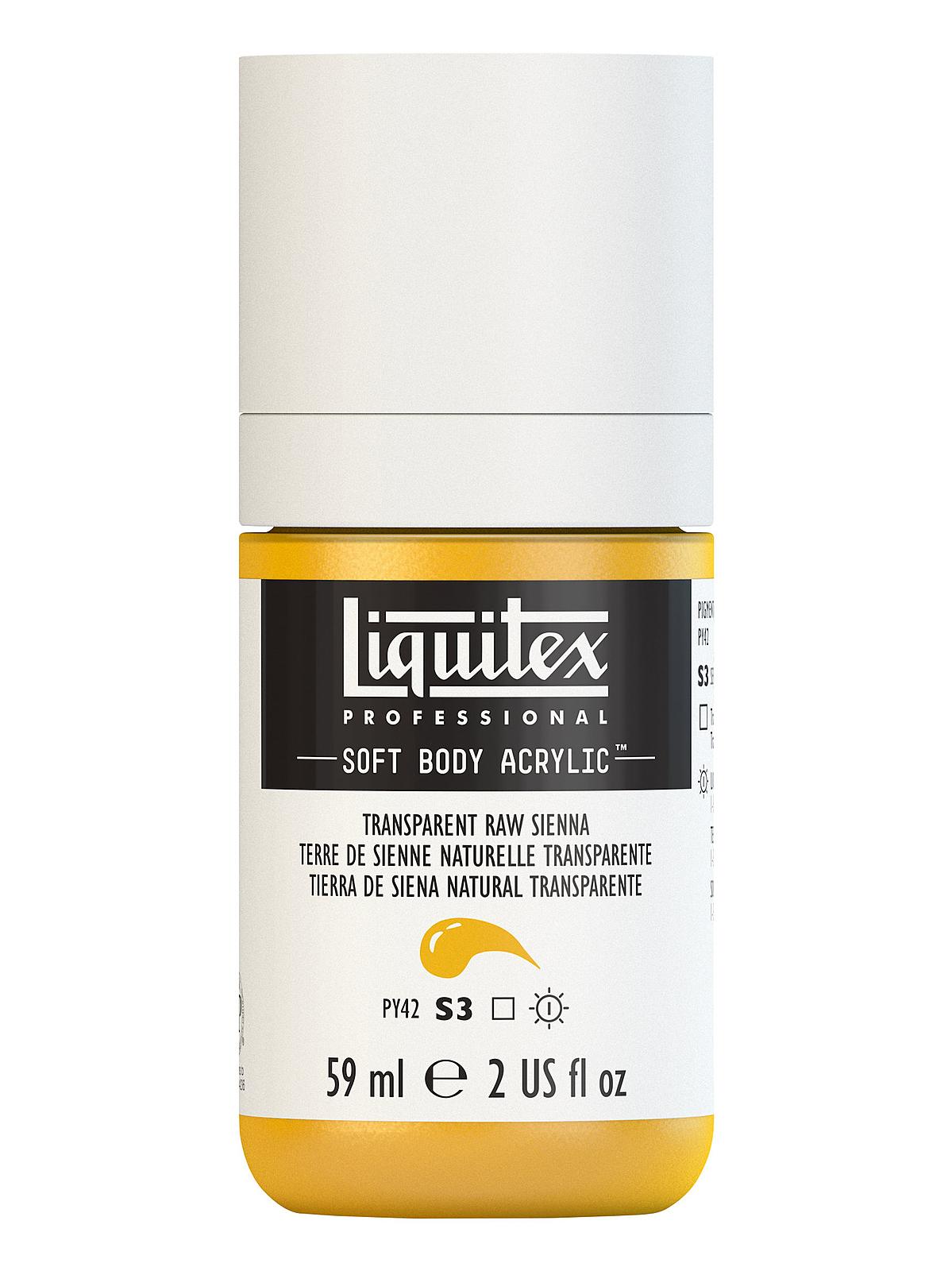 Professional Soft Body Acrylic Color Multi Cap Bottles transparent raw sienna 2 oz.