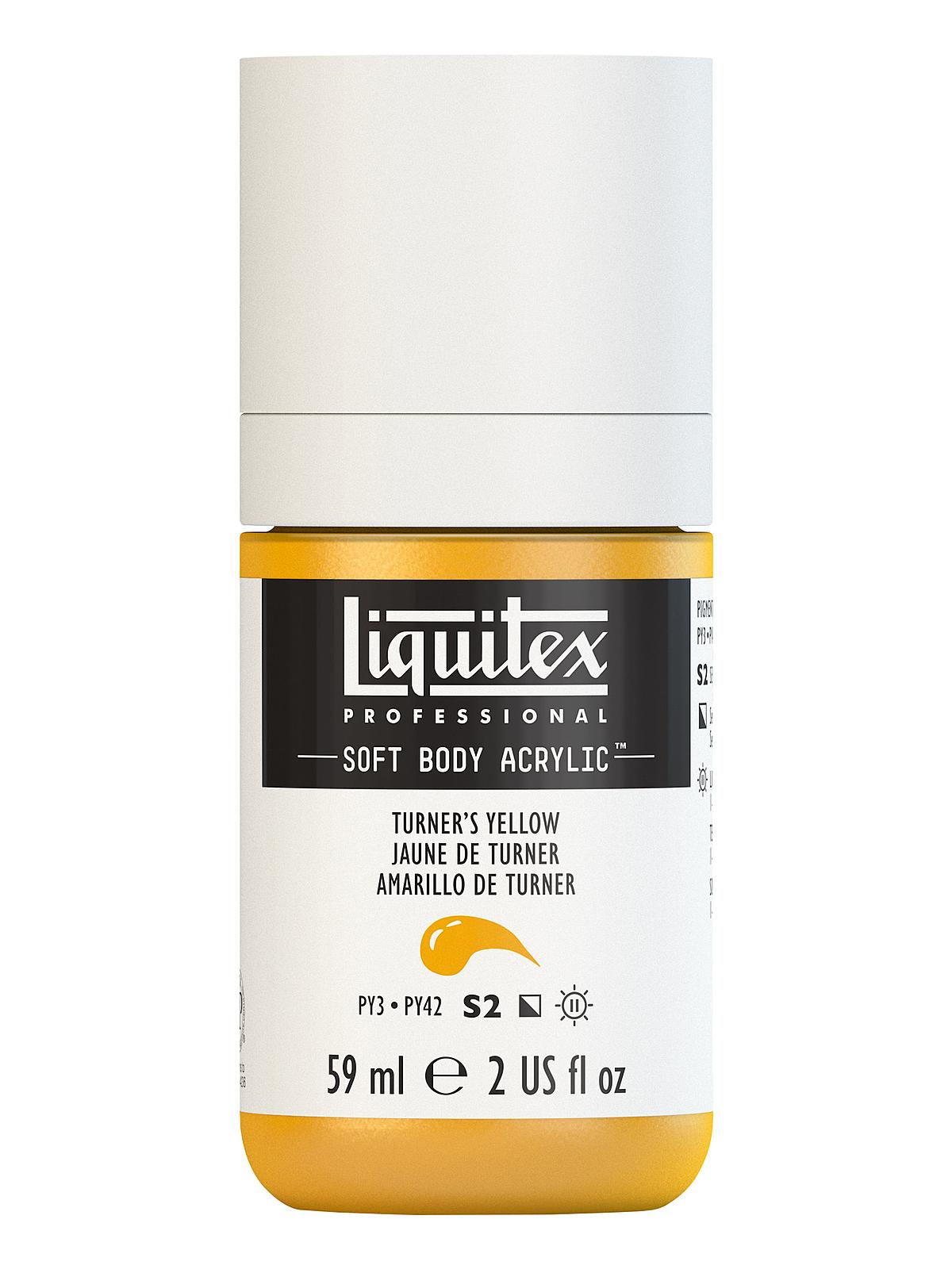 Professional Soft Body Acrylic Color Multi Cap Bottles Turner's yellow 2 oz.