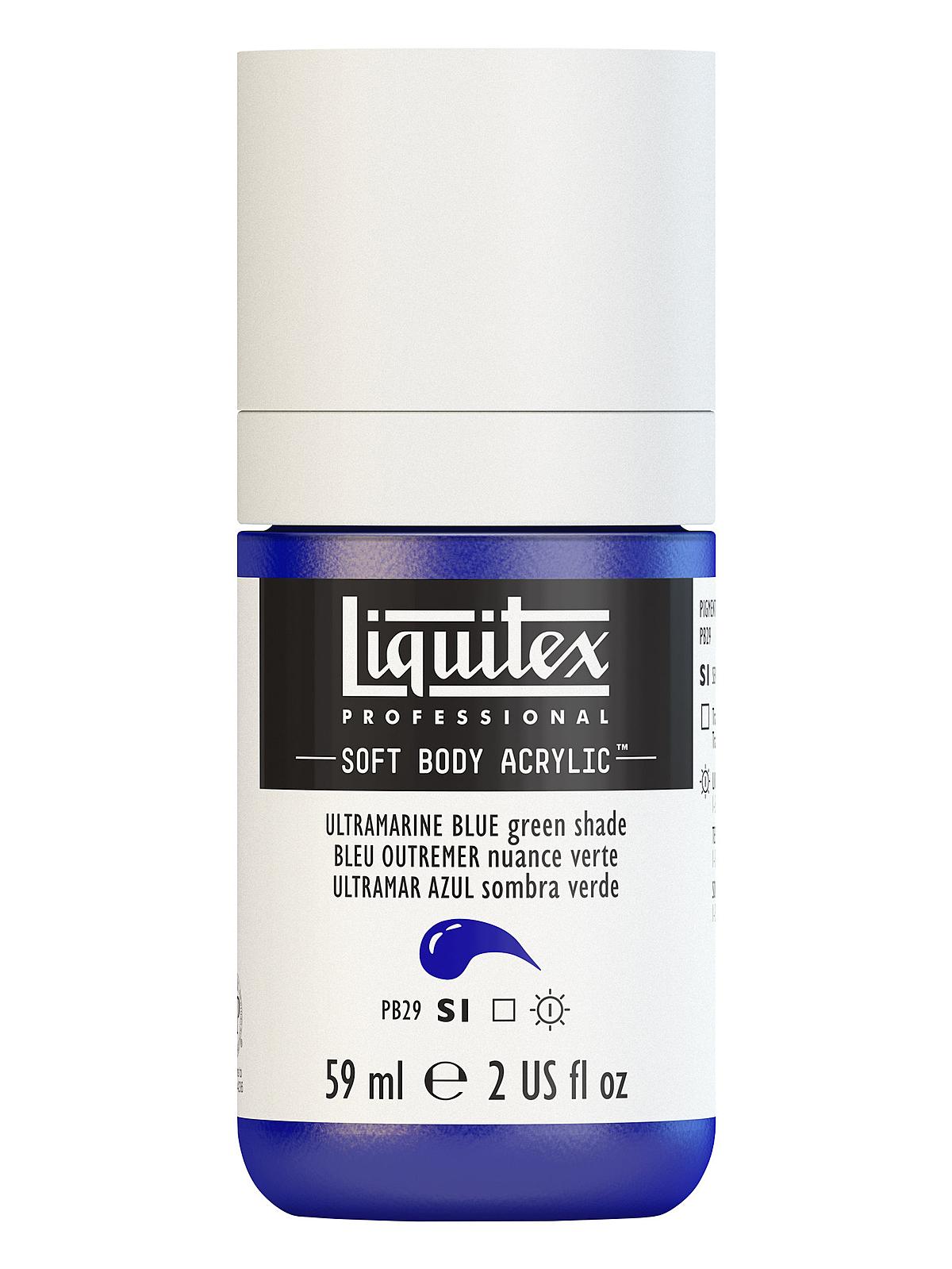 Professional Soft Body Acrylic Color Multi Cap Bottles ultramarine blue (green shade) 2 oz.