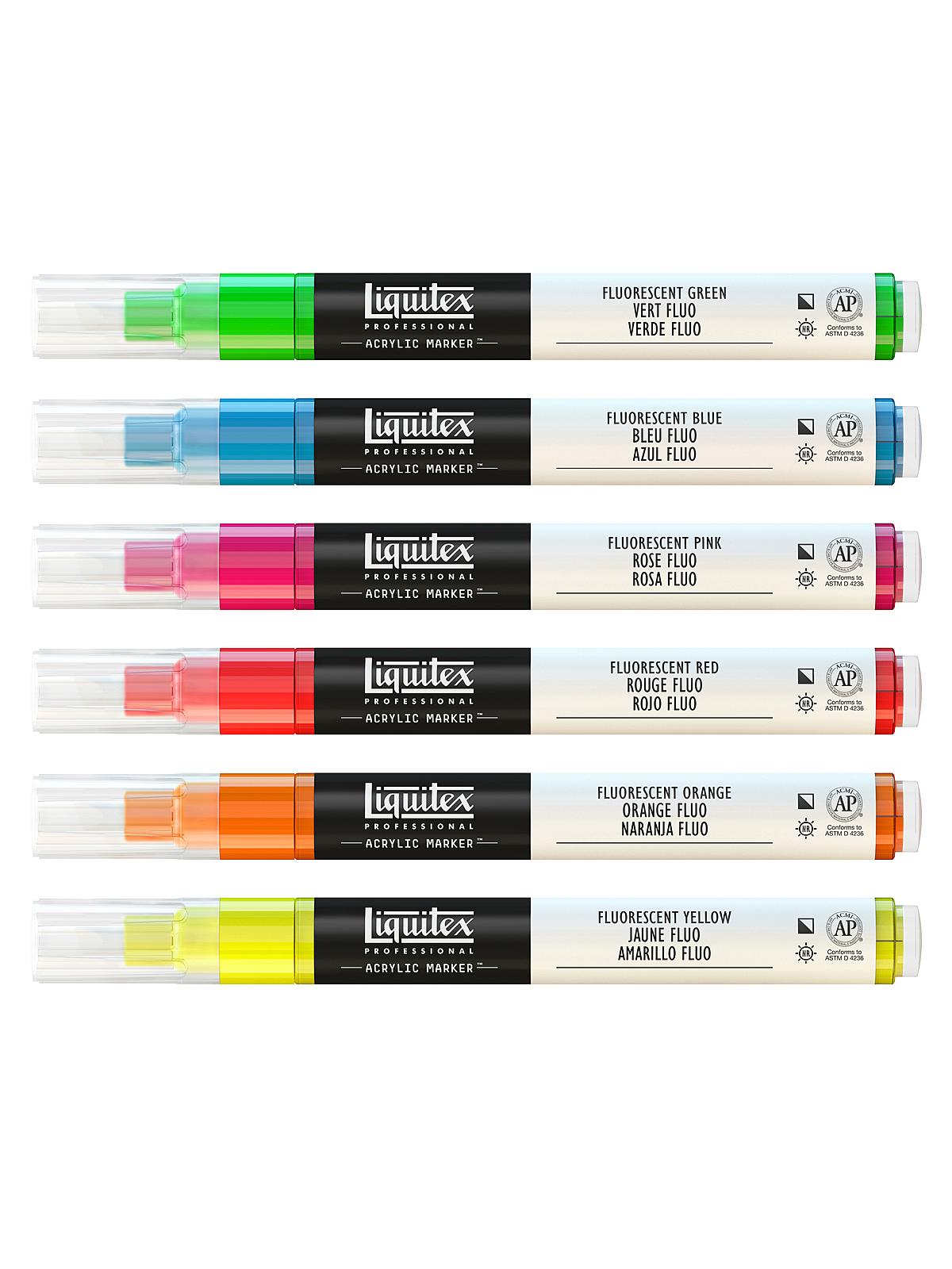 Professional Paint Marker Sets Fluorescent Fine set of 6