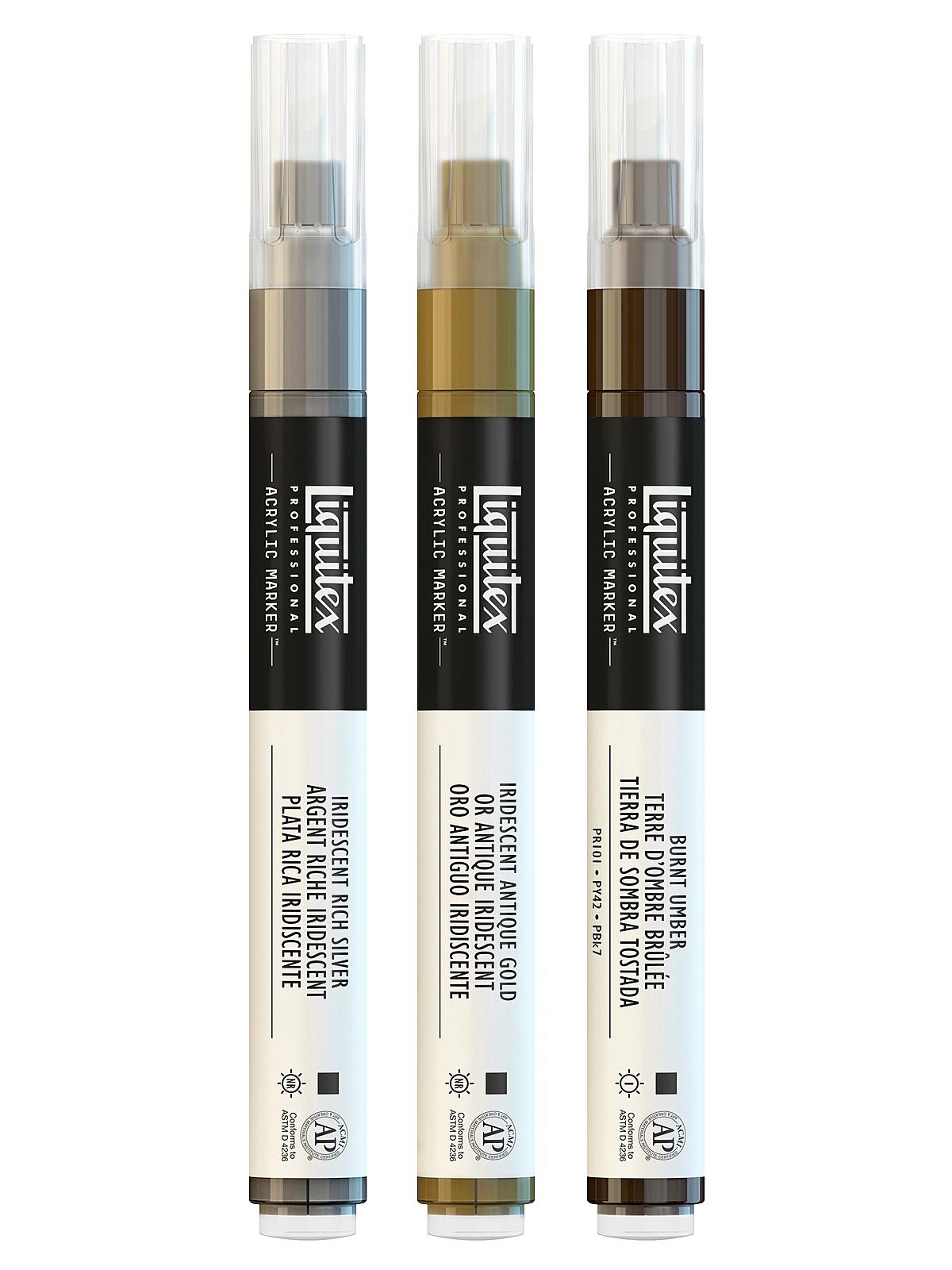 Professional Paint Marker Sets Fine Iridescent set of 3