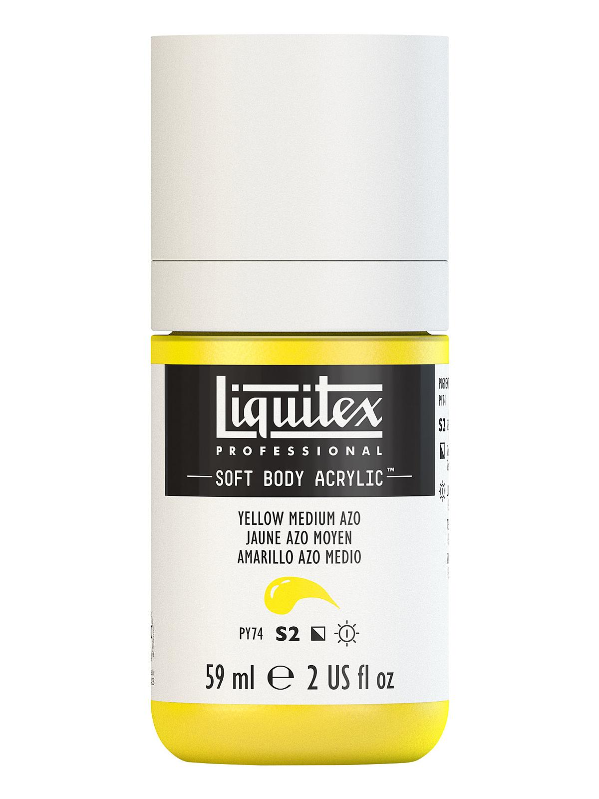 Professional Soft Body Acrylic Color Multi Cap Bottles yellow medium azo 2 oz.