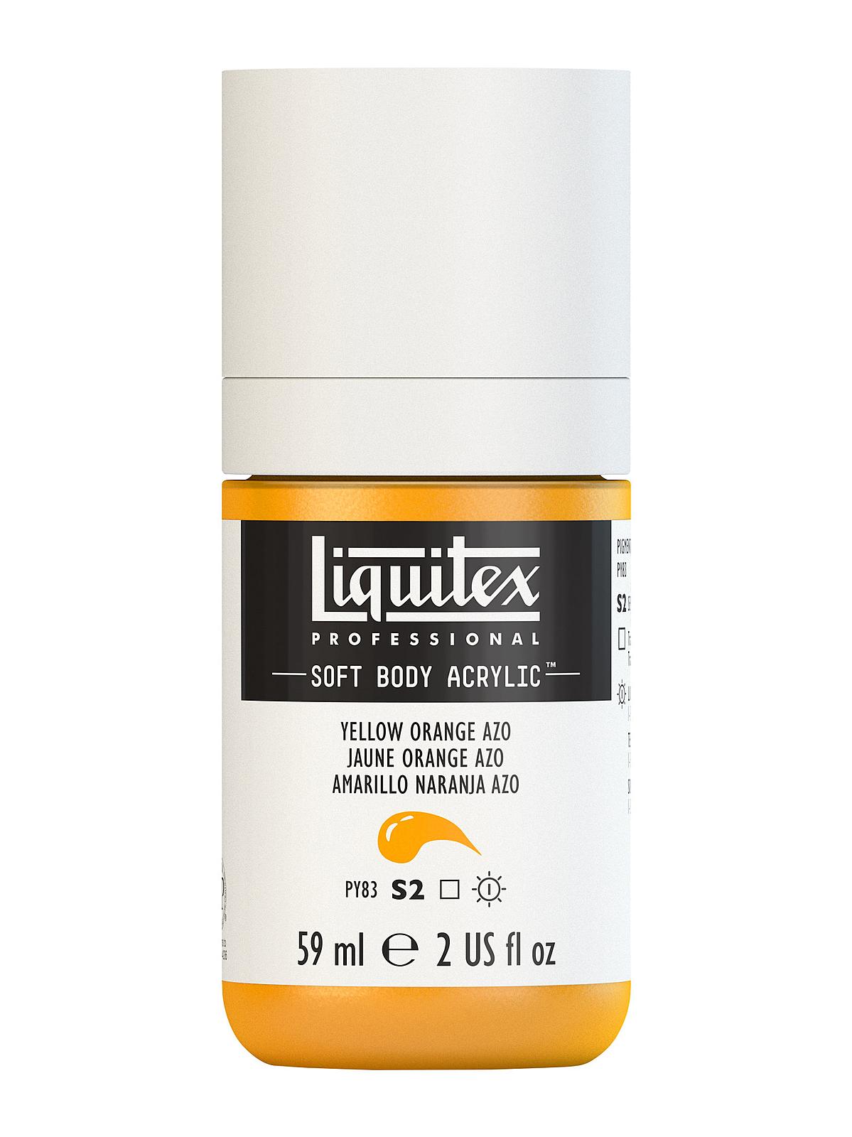 Professional Soft Body Acrylic Color Multi Cap Bottles yellow orange azo 2 oz.