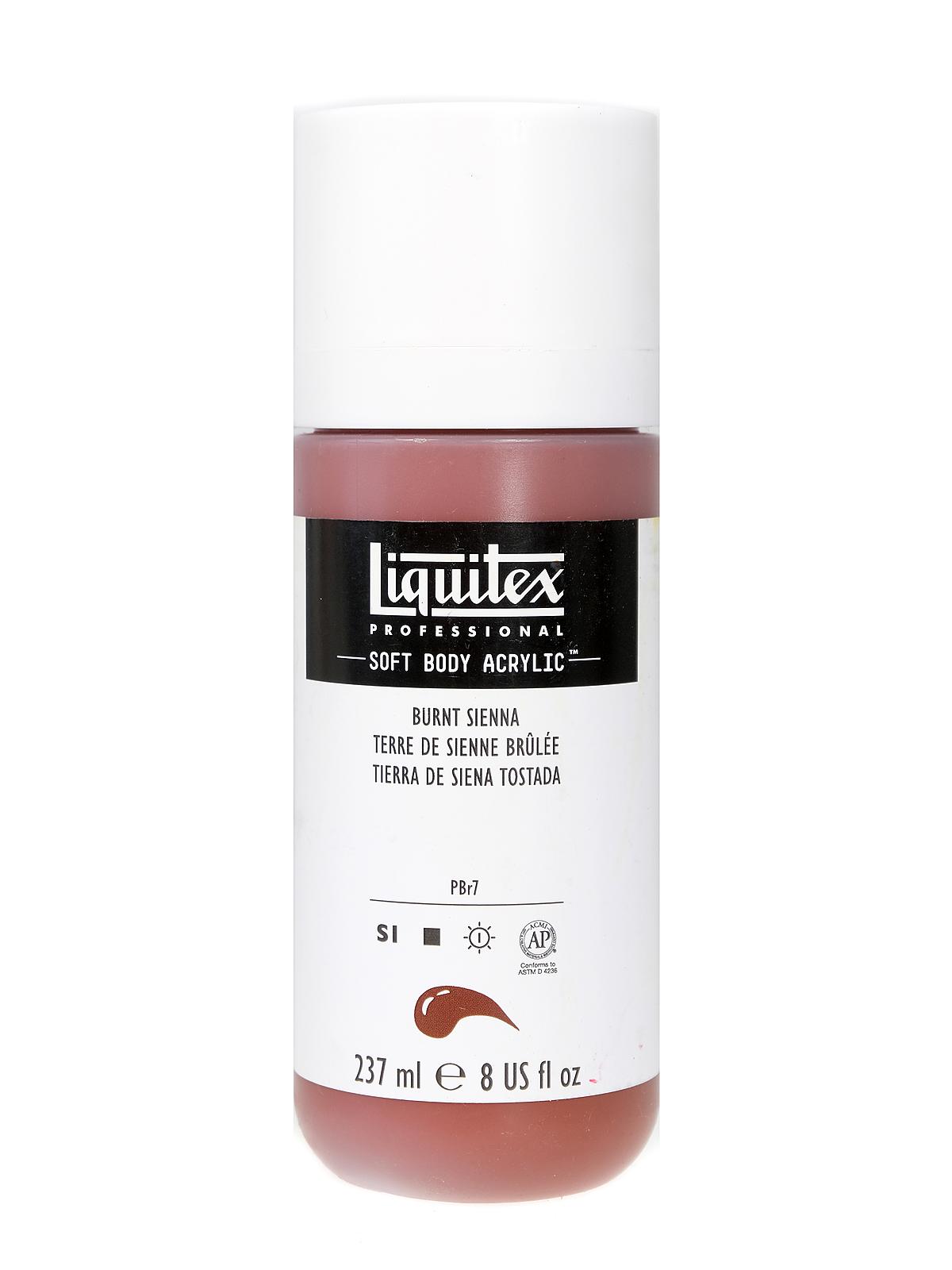 Professional Soft Body Acrylic Color Multi Cap Bottles burnt sienna 8 oz.
