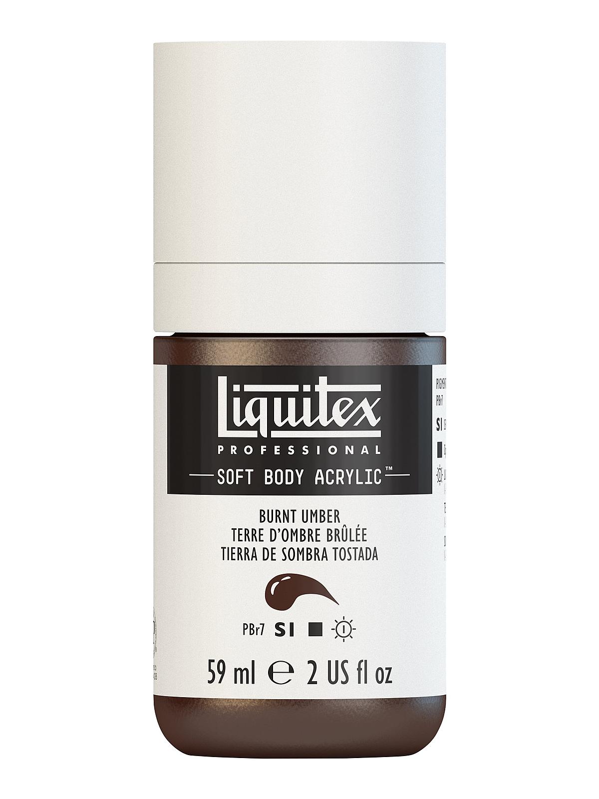 Professional Soft Body Acrylic Color Multi Cap Bottles burnt umber 8 oz.