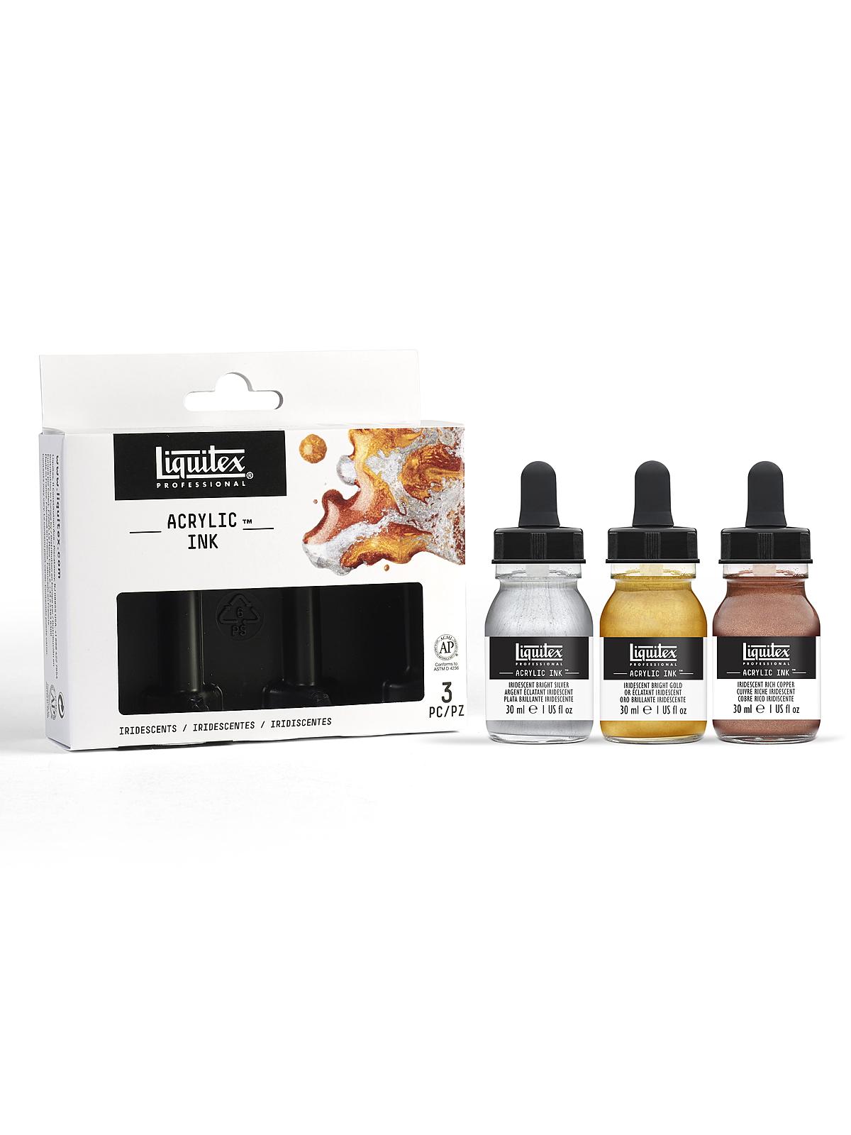 Professional Acrylic Ink Sets iridescent set of 3
