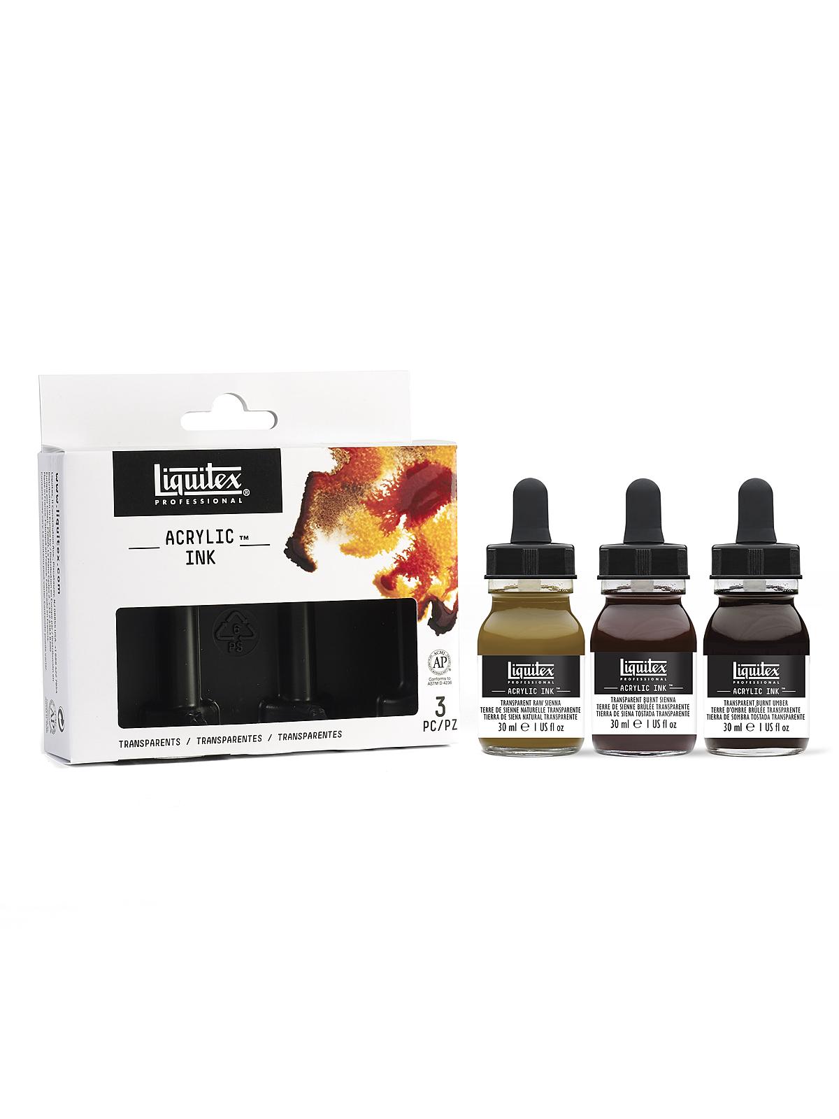 Professional Acrylic Ink Sets transparent set of 3