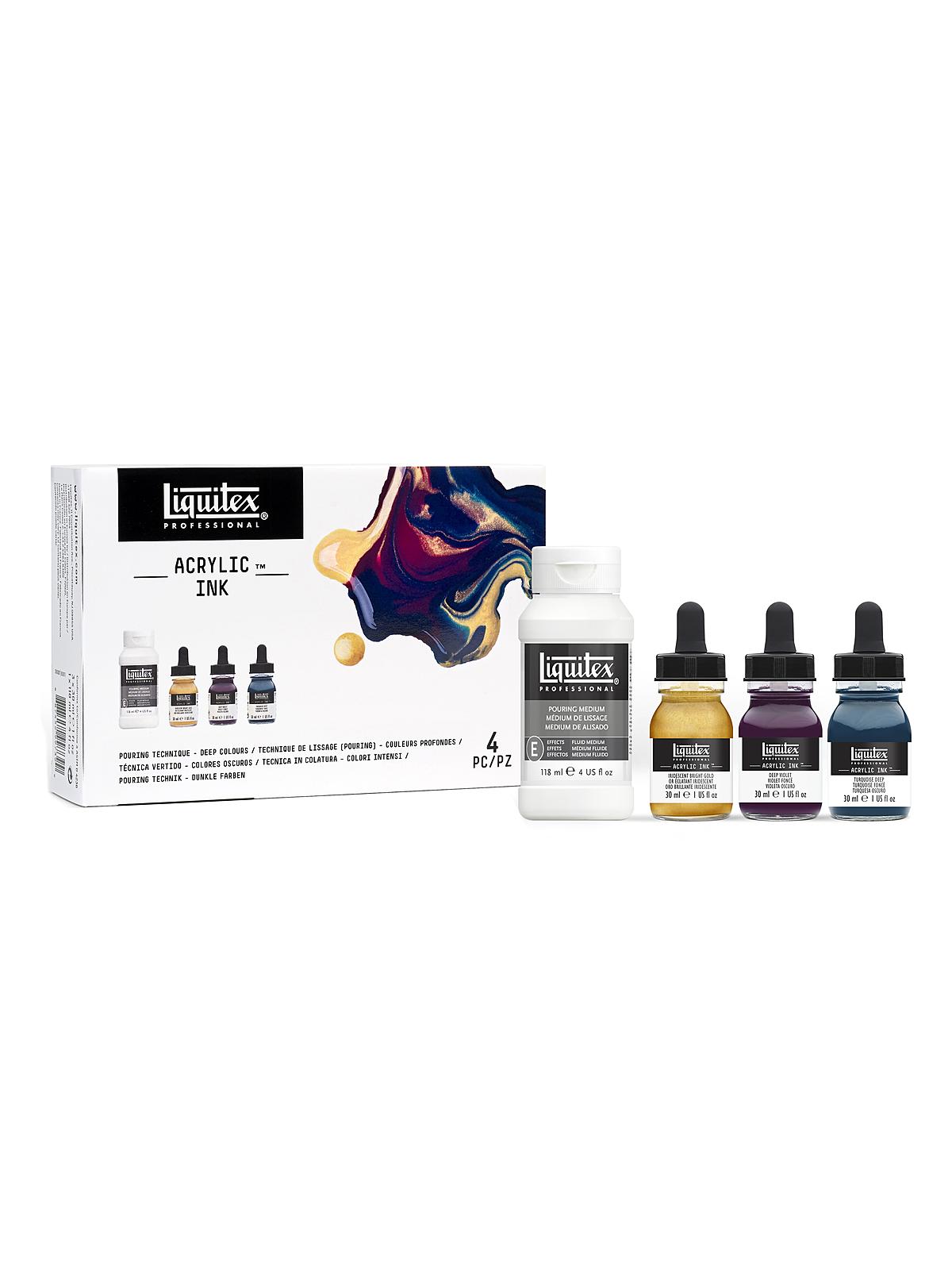 Professional Acrylic Ink Sets Pouring Technique Deep Colors set of 3