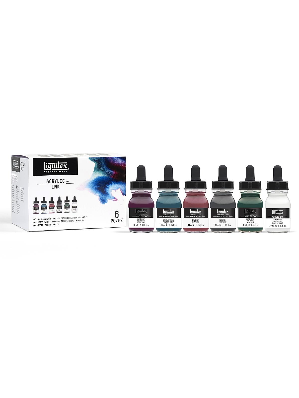 Professional Acrylic Ink Sets Muted Collection set of 6