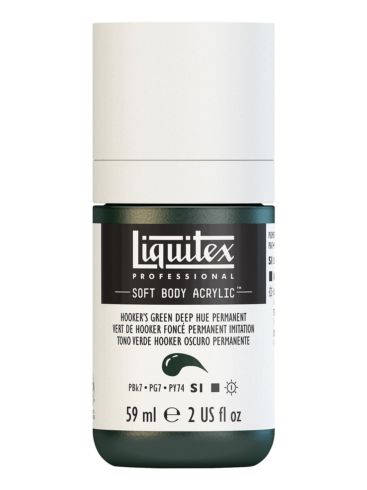 Professional Soft Body Acrylic Color Multi Cap Bottles Hooker's green hue permanent 8 oz.