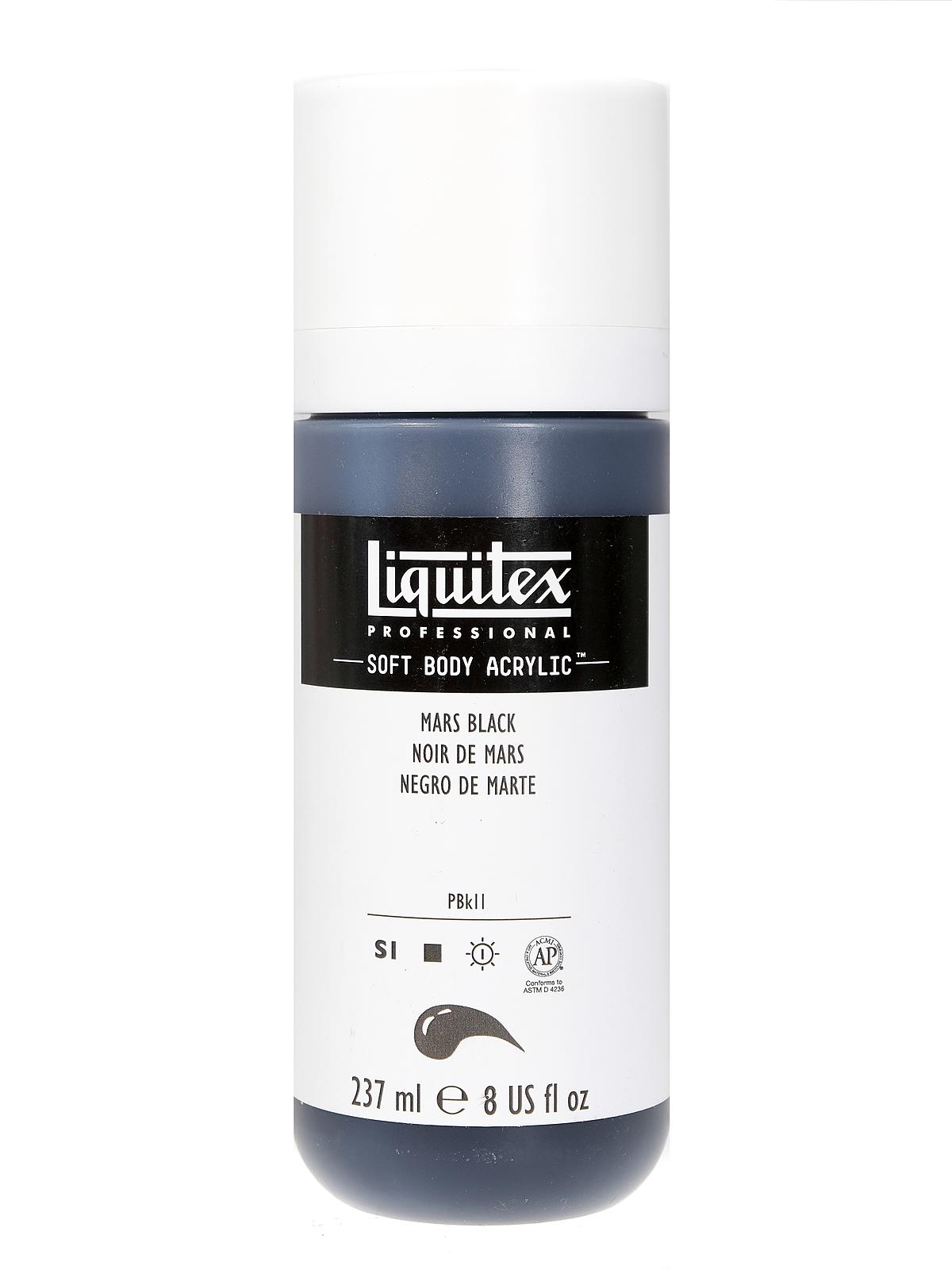Professional Soft Body Acrylic Color Multi Cap Bottles mars black 8 oz.
