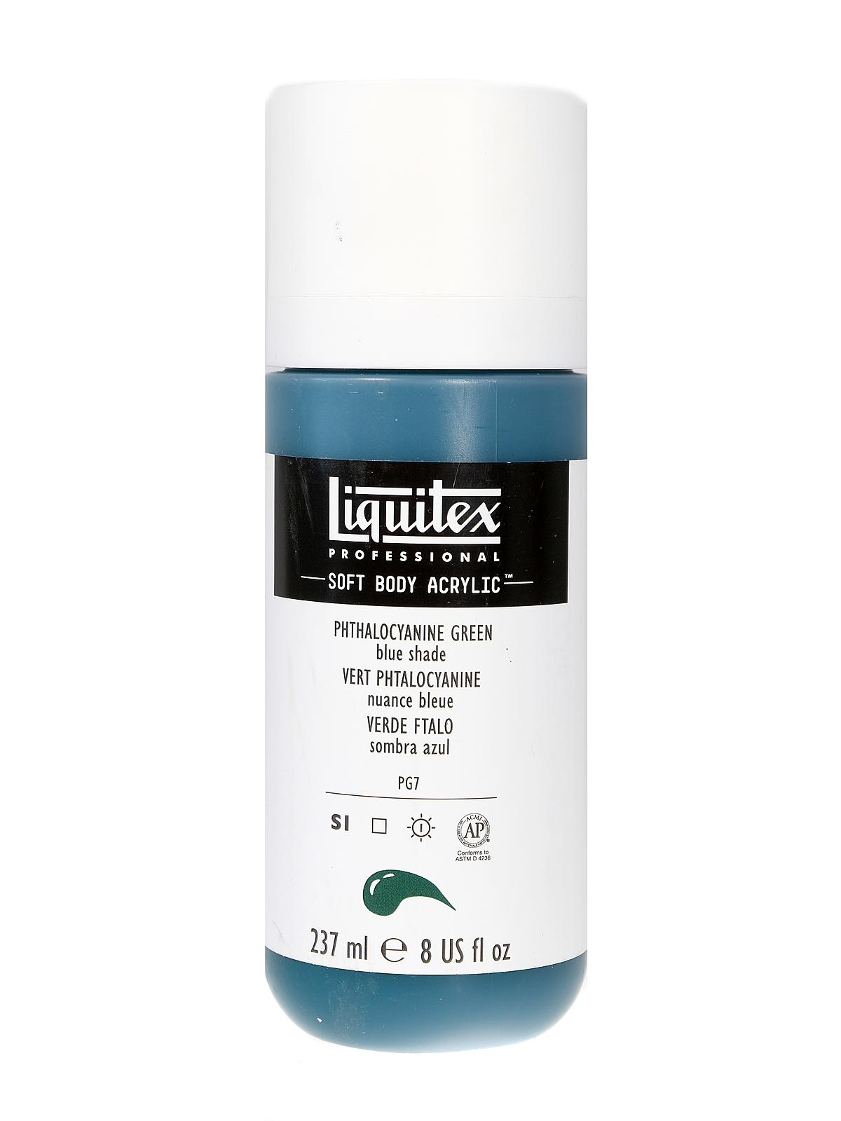 Professional Soft Body Acrylic Color Multi Cap Bottles phthalocyanine green (blue shade) 8 oz.