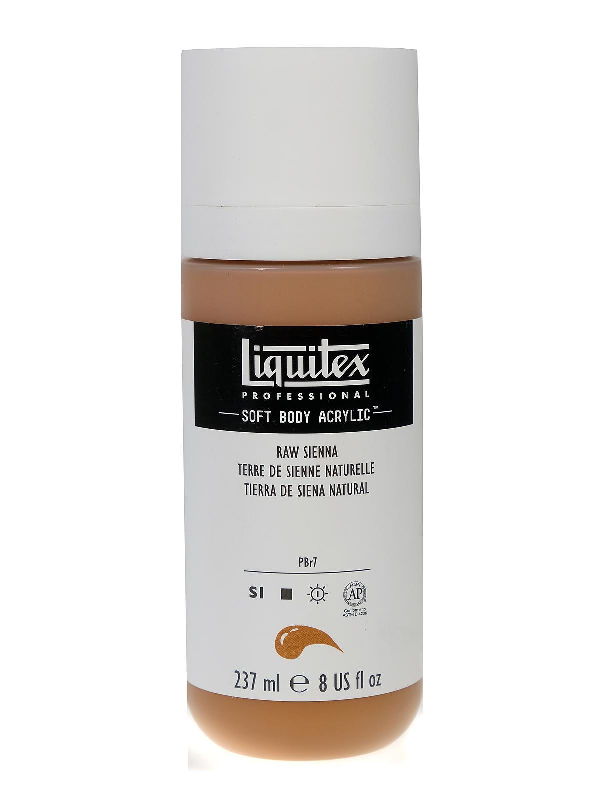 Professional Soft Body Acrylic Color Multi Cap Bottles raw sienna 8 oz.