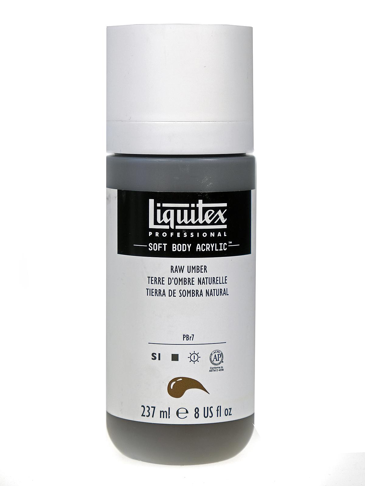Professional Soft Body Acrylic Color Multi Cap Bottles raw umber 8 oz.