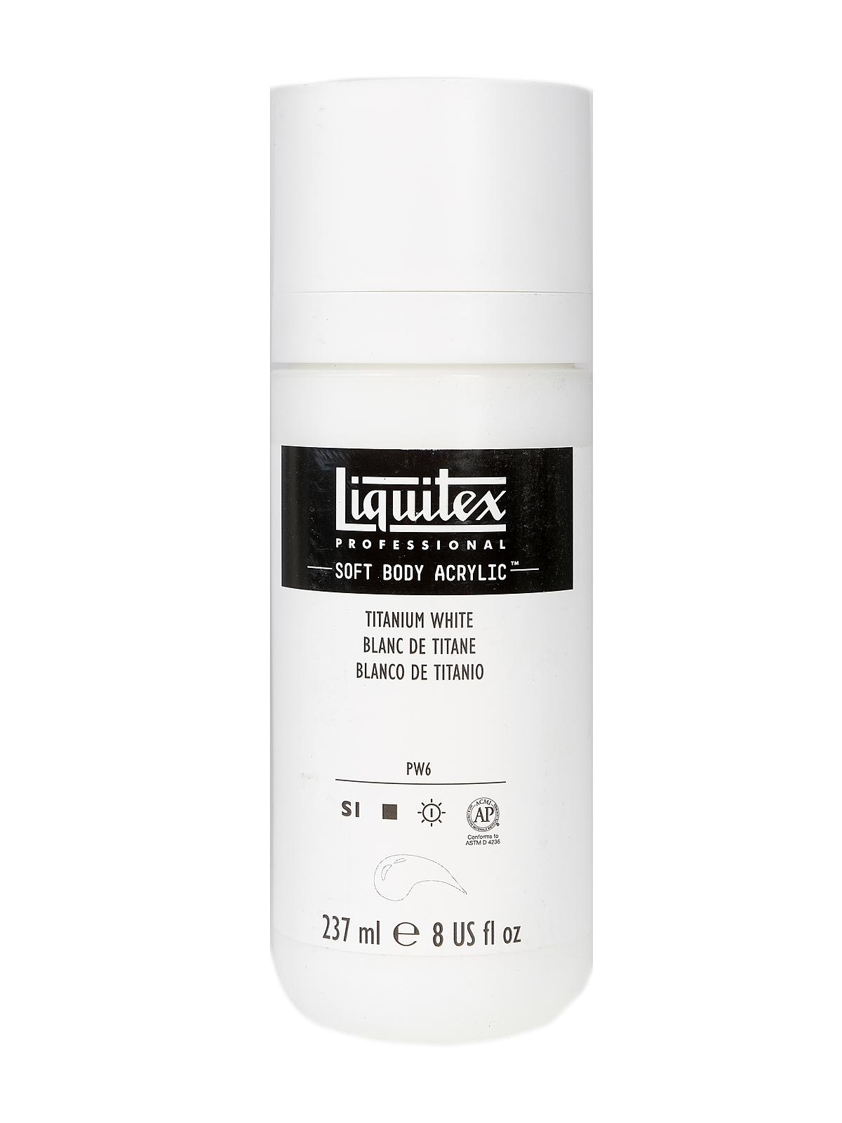 Professional Soft Body Acrylic Color Multi Cap Bottles titanium white 8 oz.