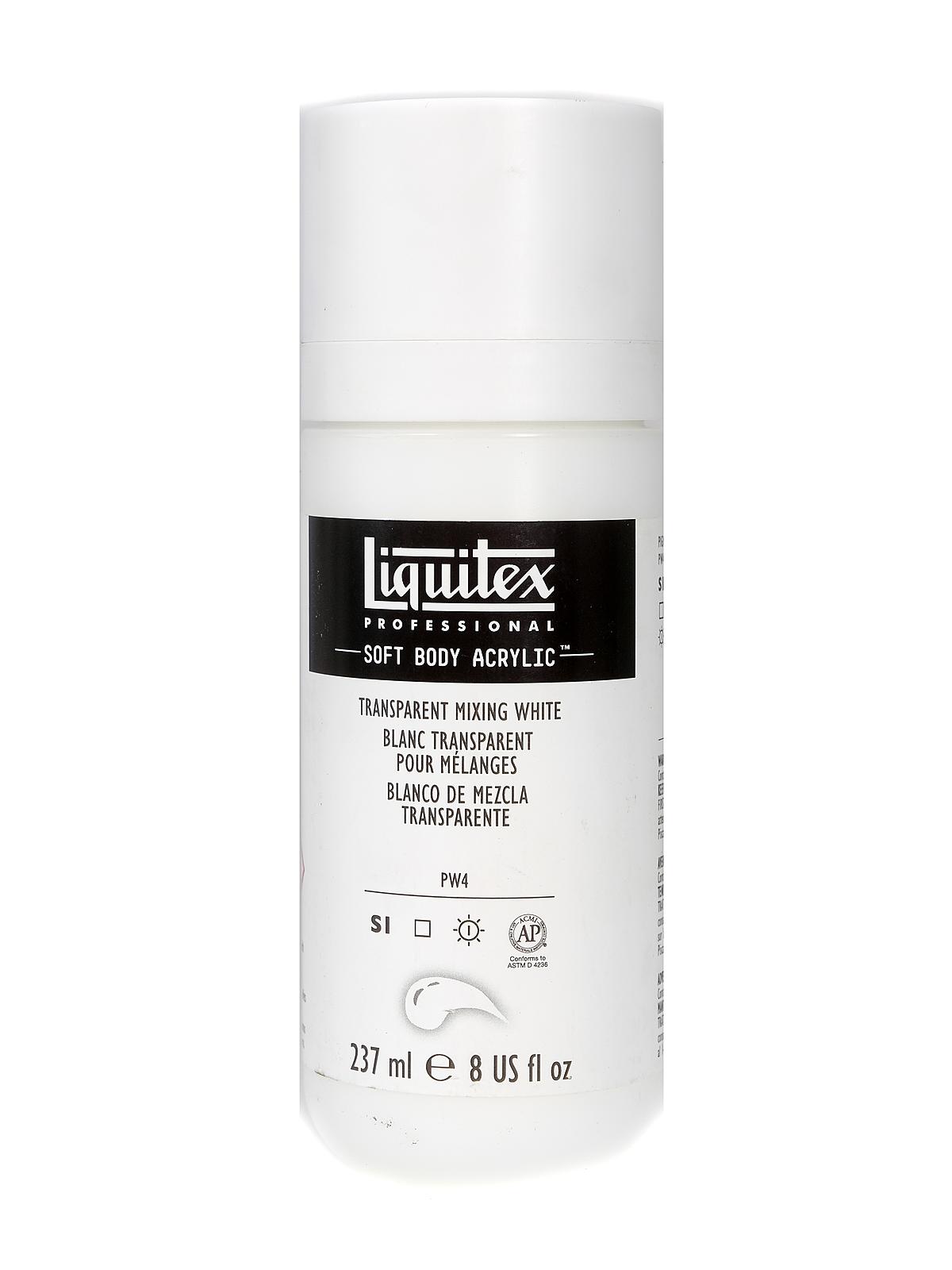 Professional Soft Body Acrylic Color Multi Cap Bottles transparent mixing white 8 oz.