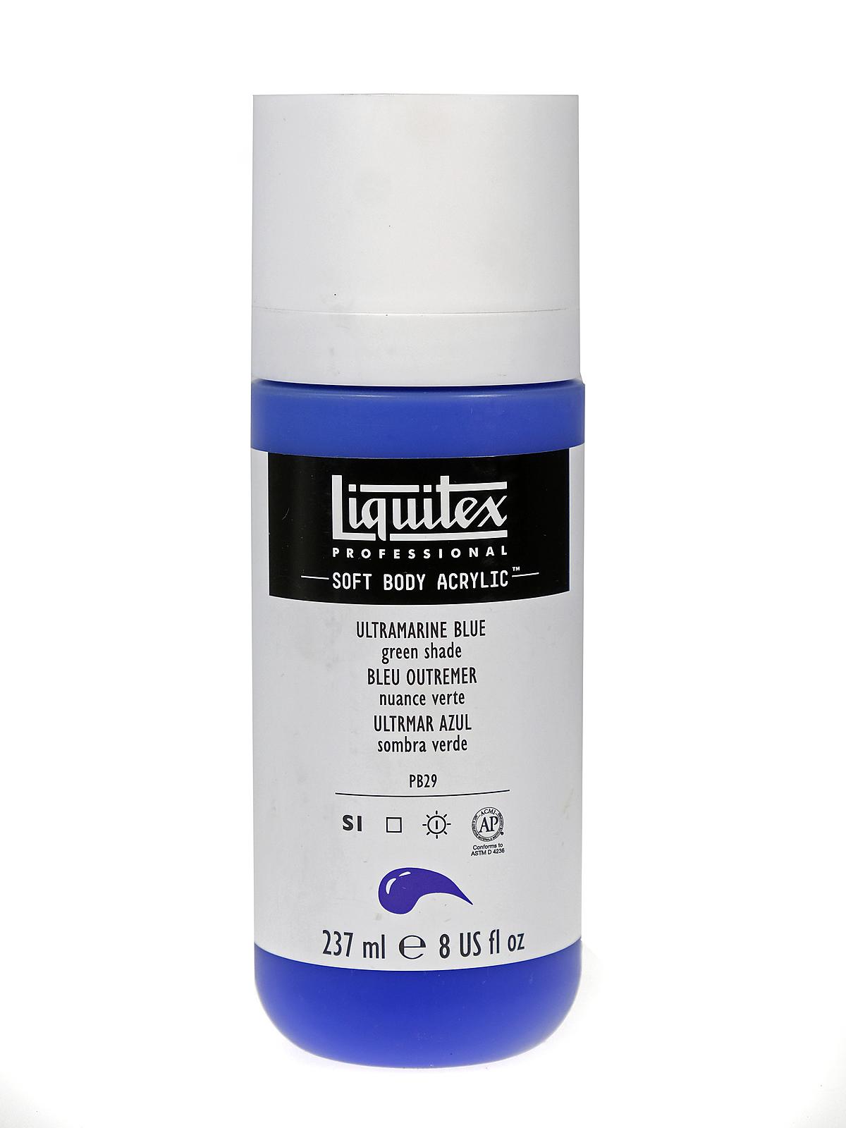 Professional Soft Body Acrylic Color Multi Cap Bottles ultramarine blue (green shade) 8 oz.