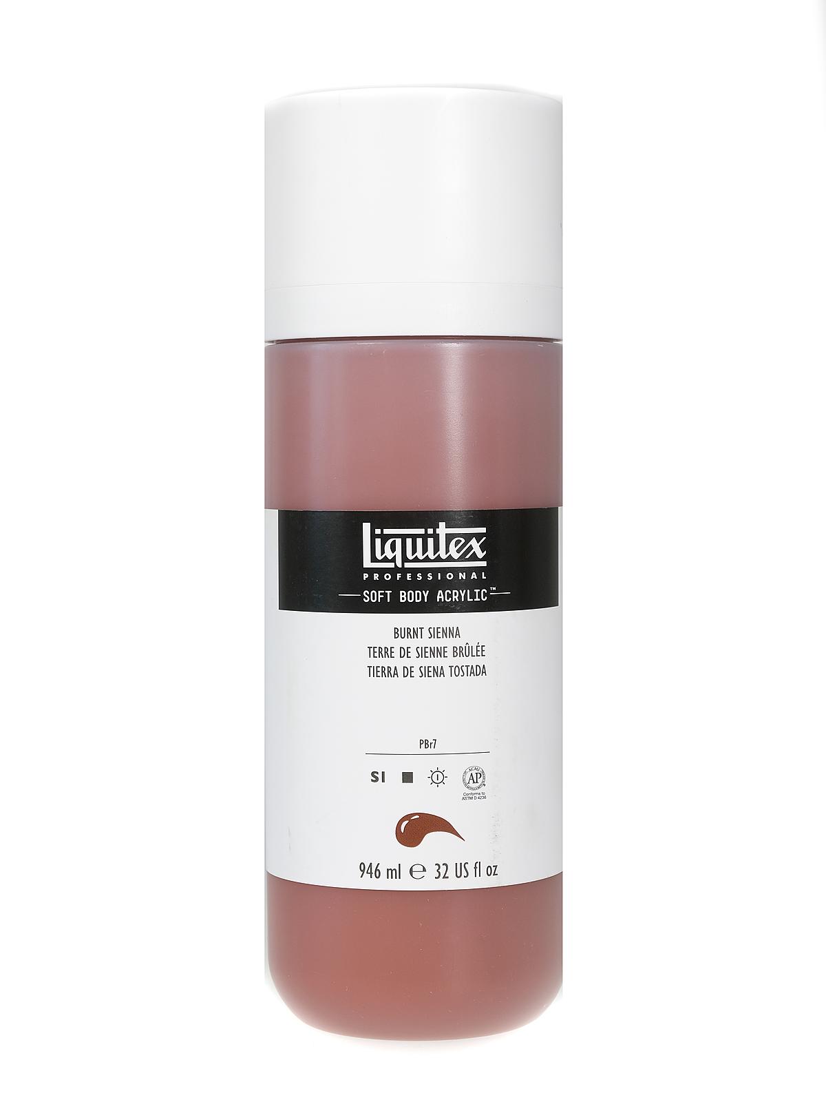 Professional Soft Body Acrylic Color Multi Cap Bottles burnt sienna 32 oz.