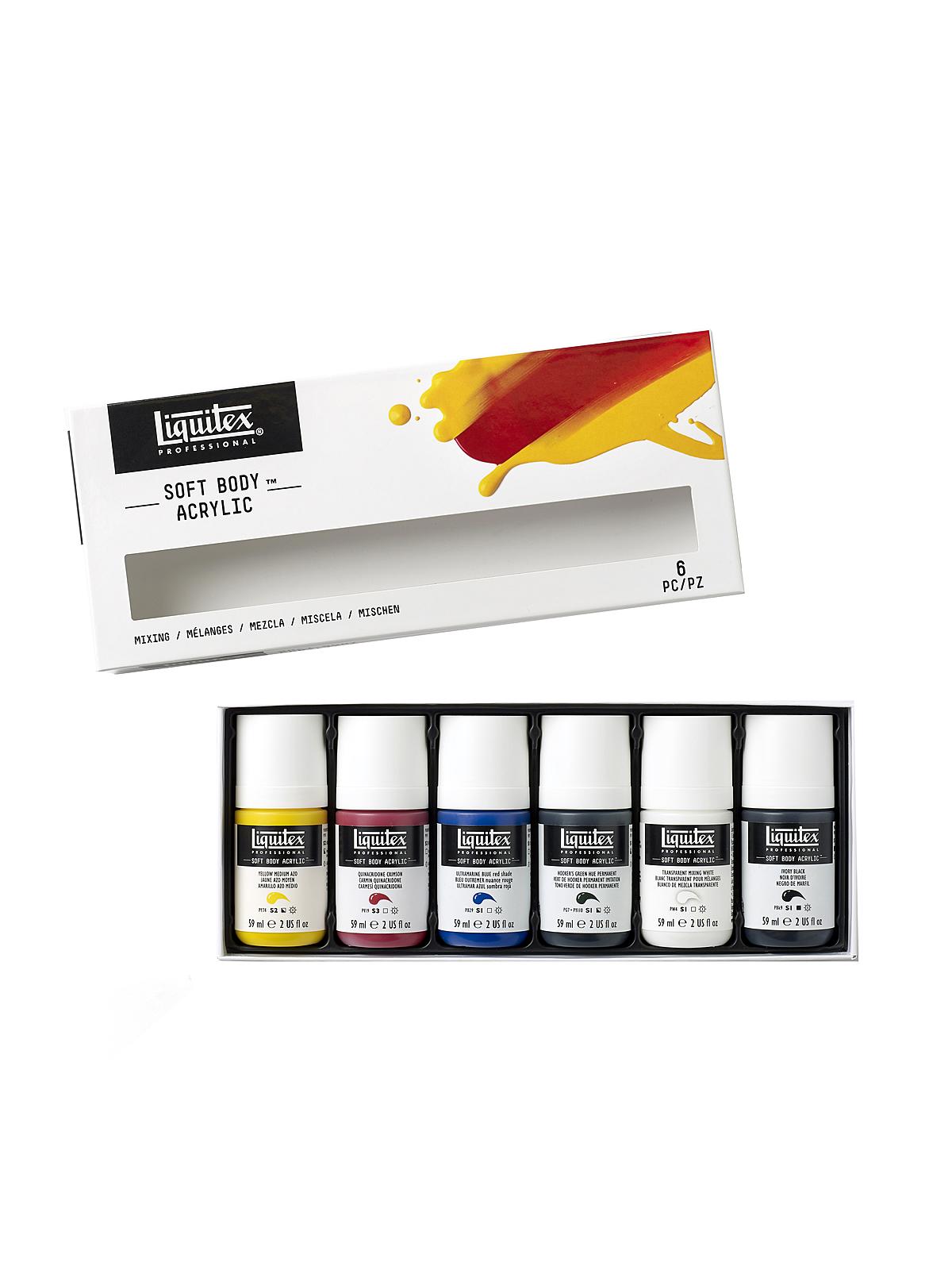 Professional Soft Body Acrylic Sets Mixing 59ml set of 6