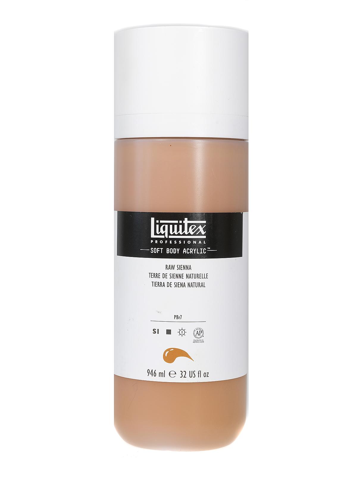 Professional Soft Body Acrylic Color Multi Cap Bottles raw sienna 32 oz.